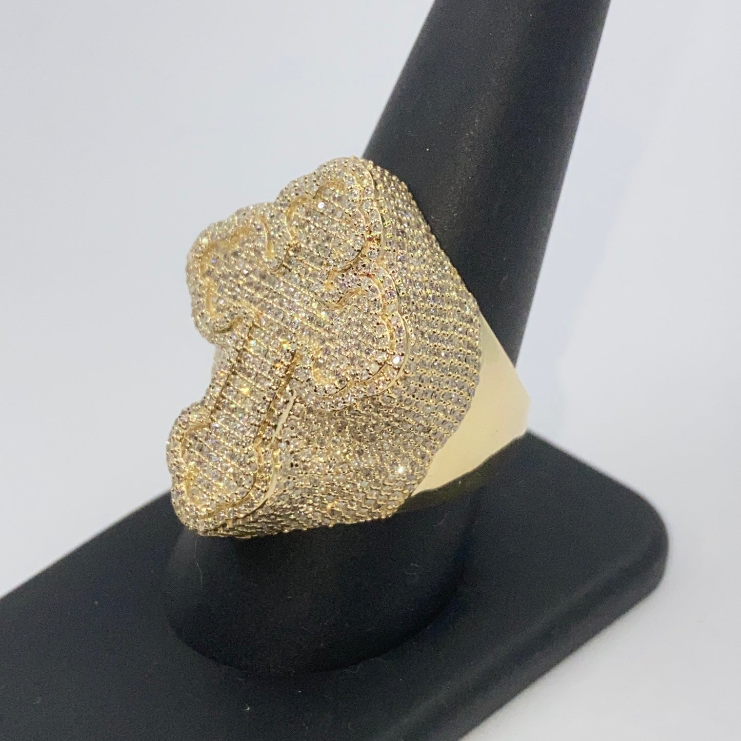 10K Bubble Cross Diamond Ring