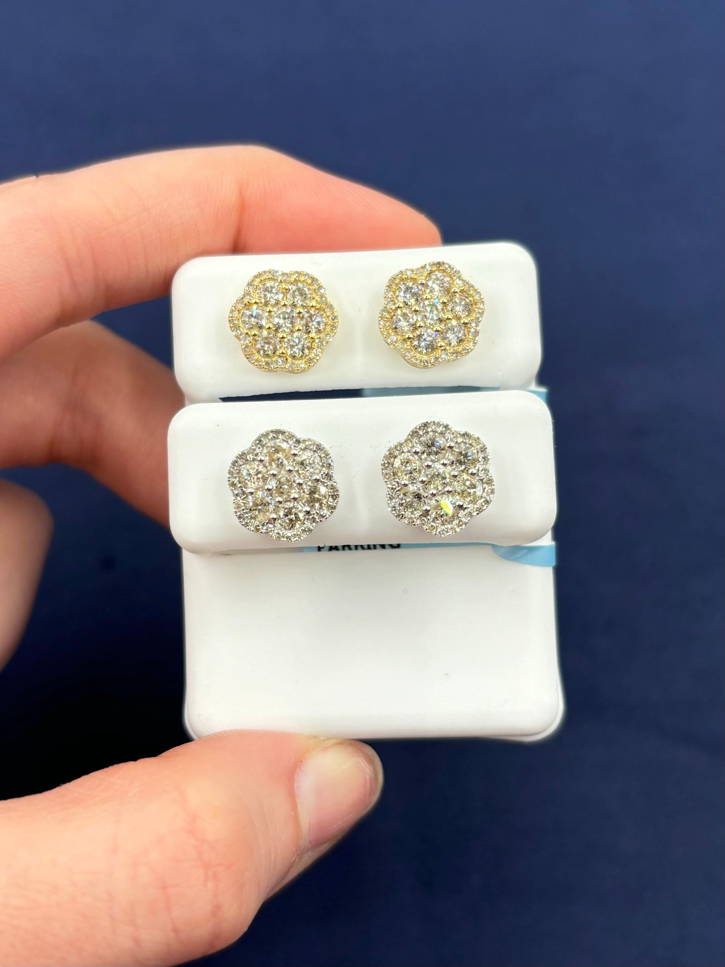 14K Diamond Flower Earrings