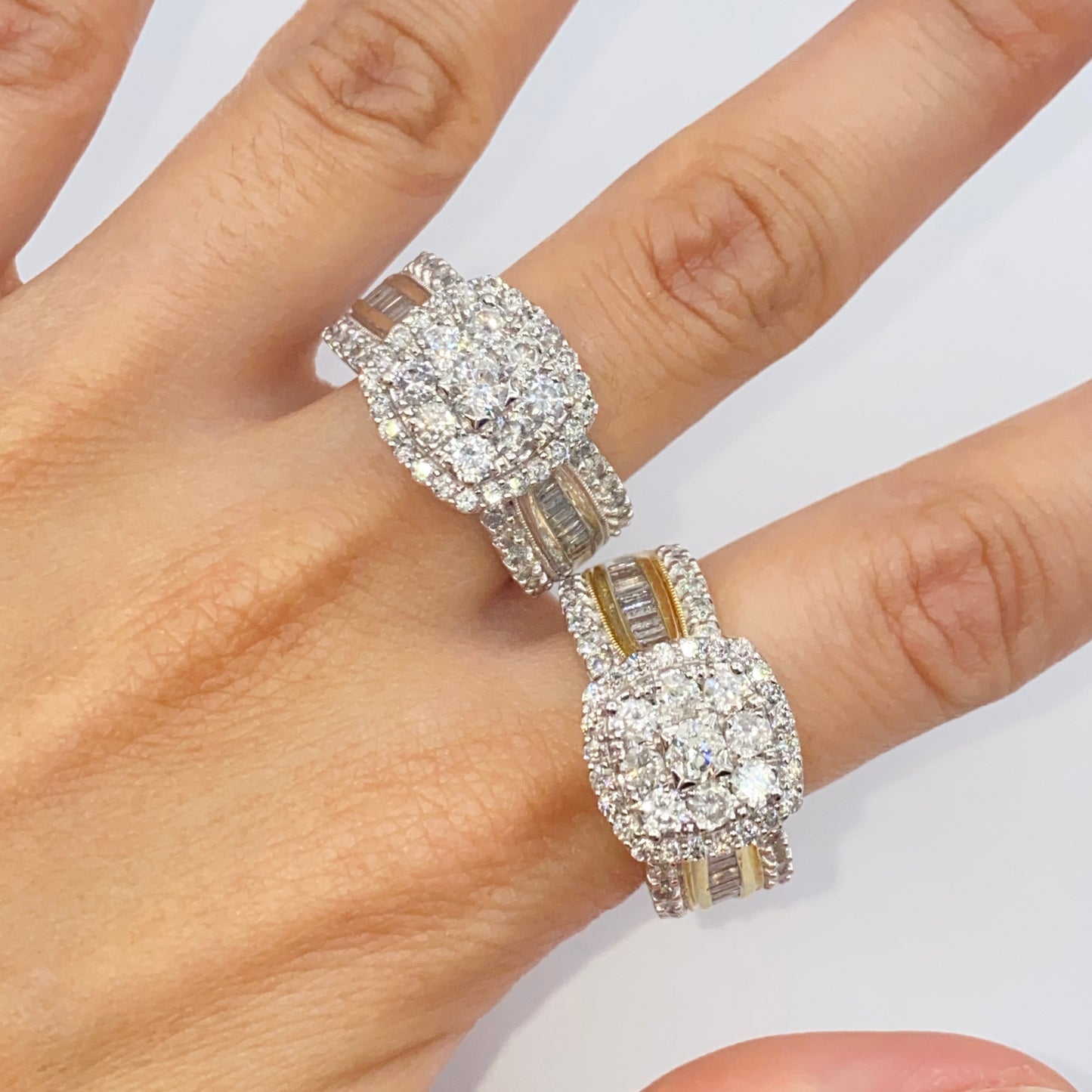 10K Square Diamond Baguette Ring