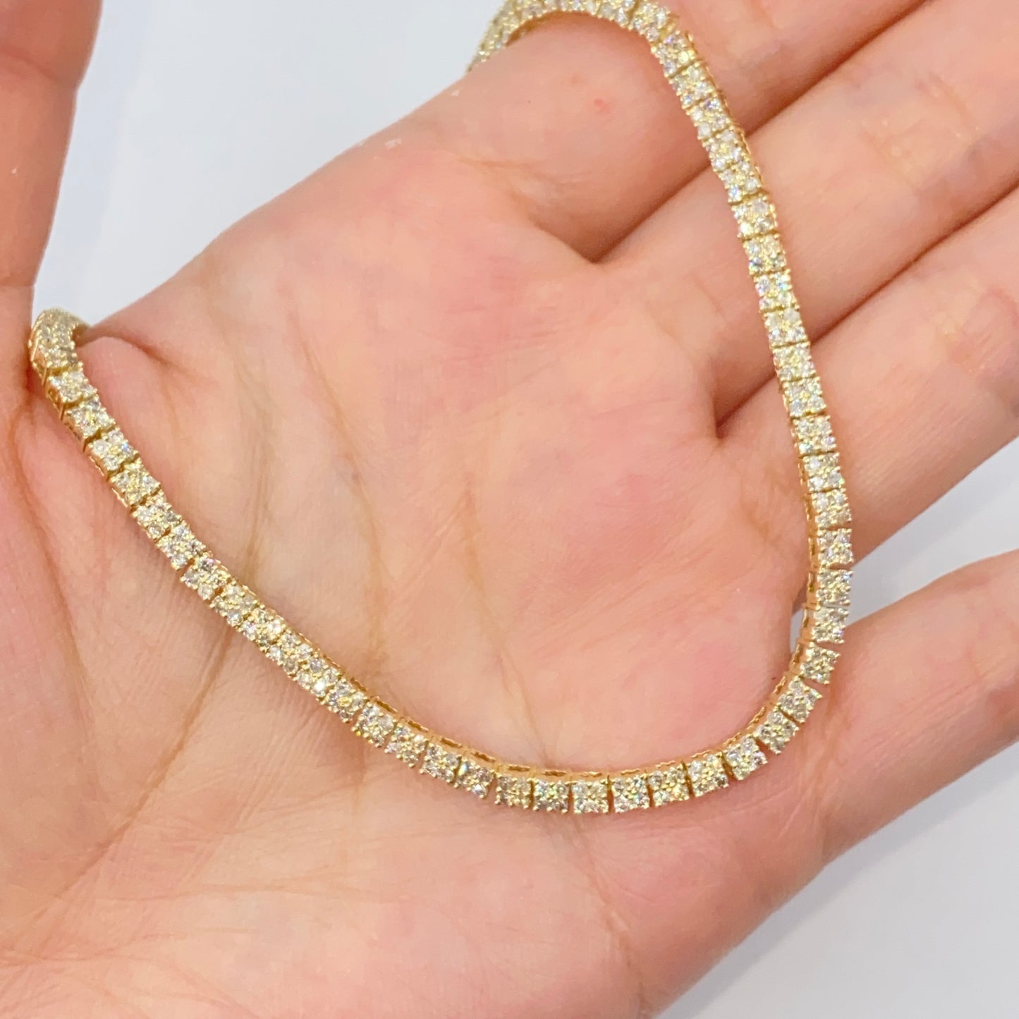 10K 3.3MM Square Diamond Tennis Chain 20"