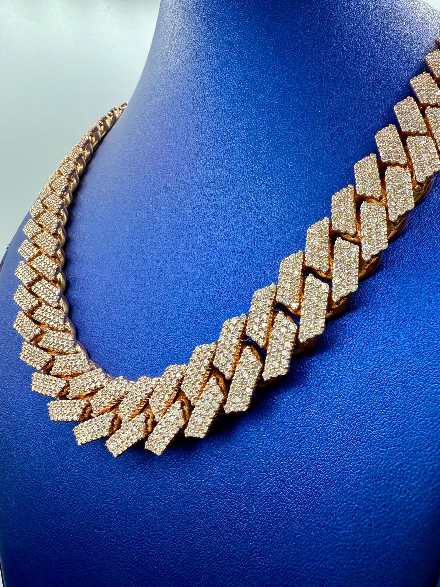 14k Jumbo Rose Gold Bust-Down Diamond Cuban Chain