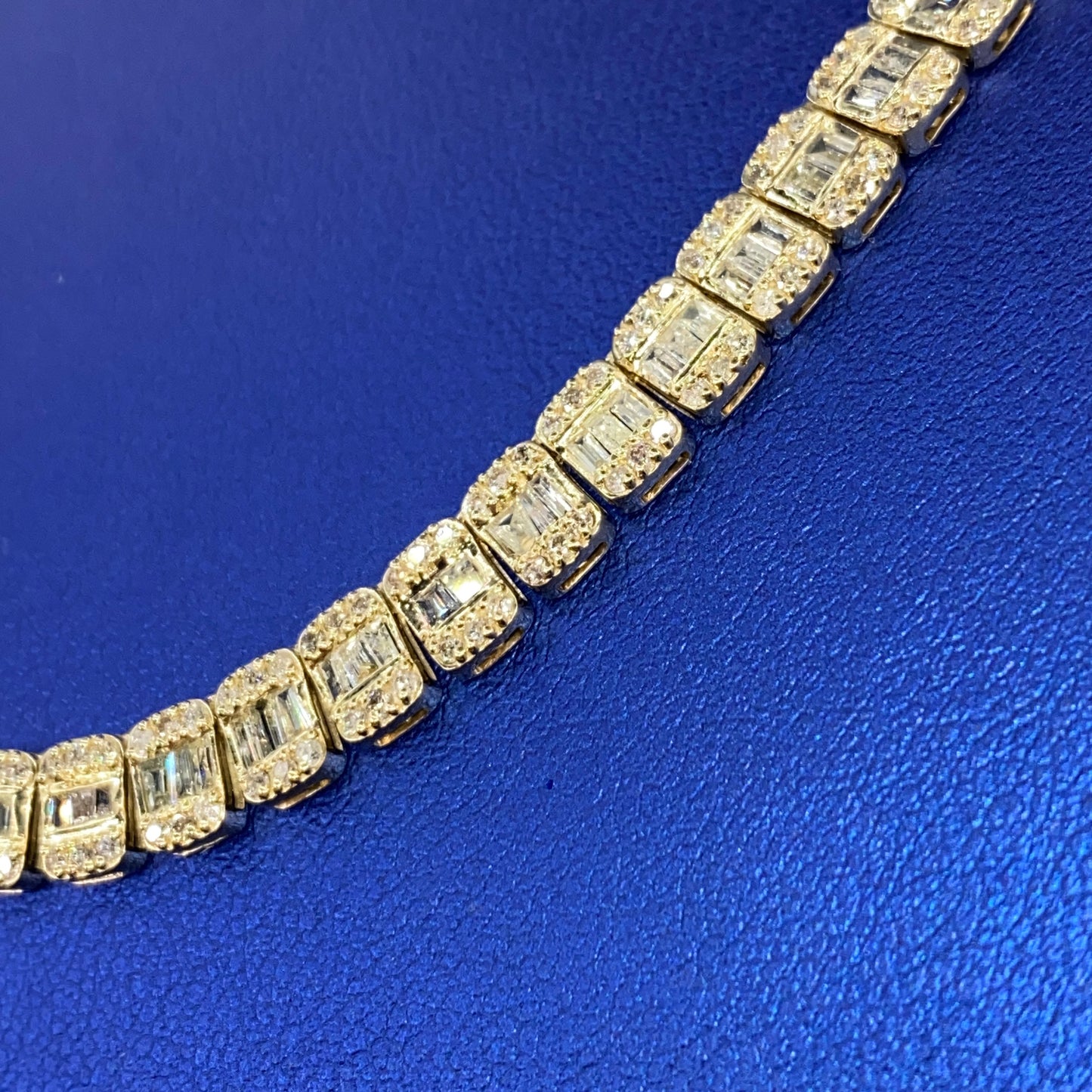10K 6.3MM Rectangle Diamond Baguette Tennis Chain 20"