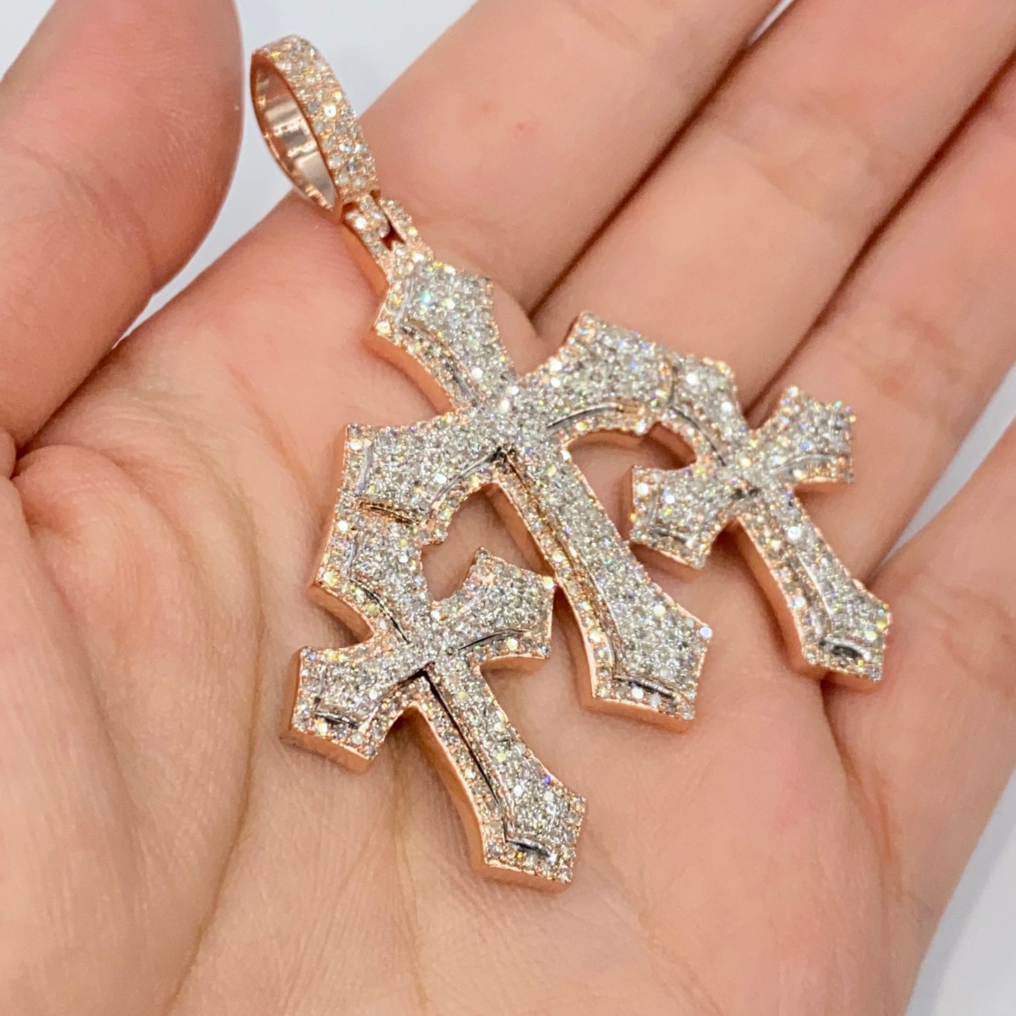 10K Trinity Cross Diamond Pendant