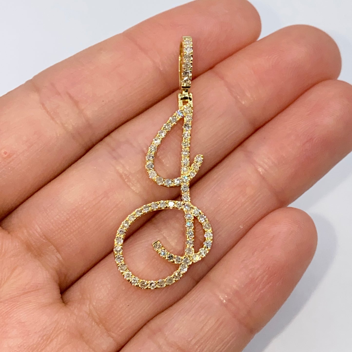 14K Small Initial Letter Script Diamond Pendant Full Collection