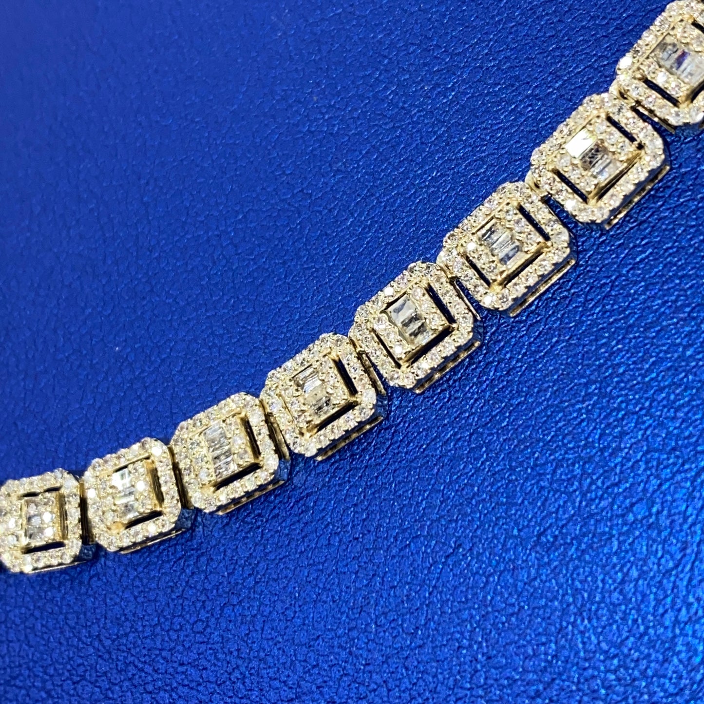 10K 6MM Square Diamond Baguette Tennis Chain 18"
