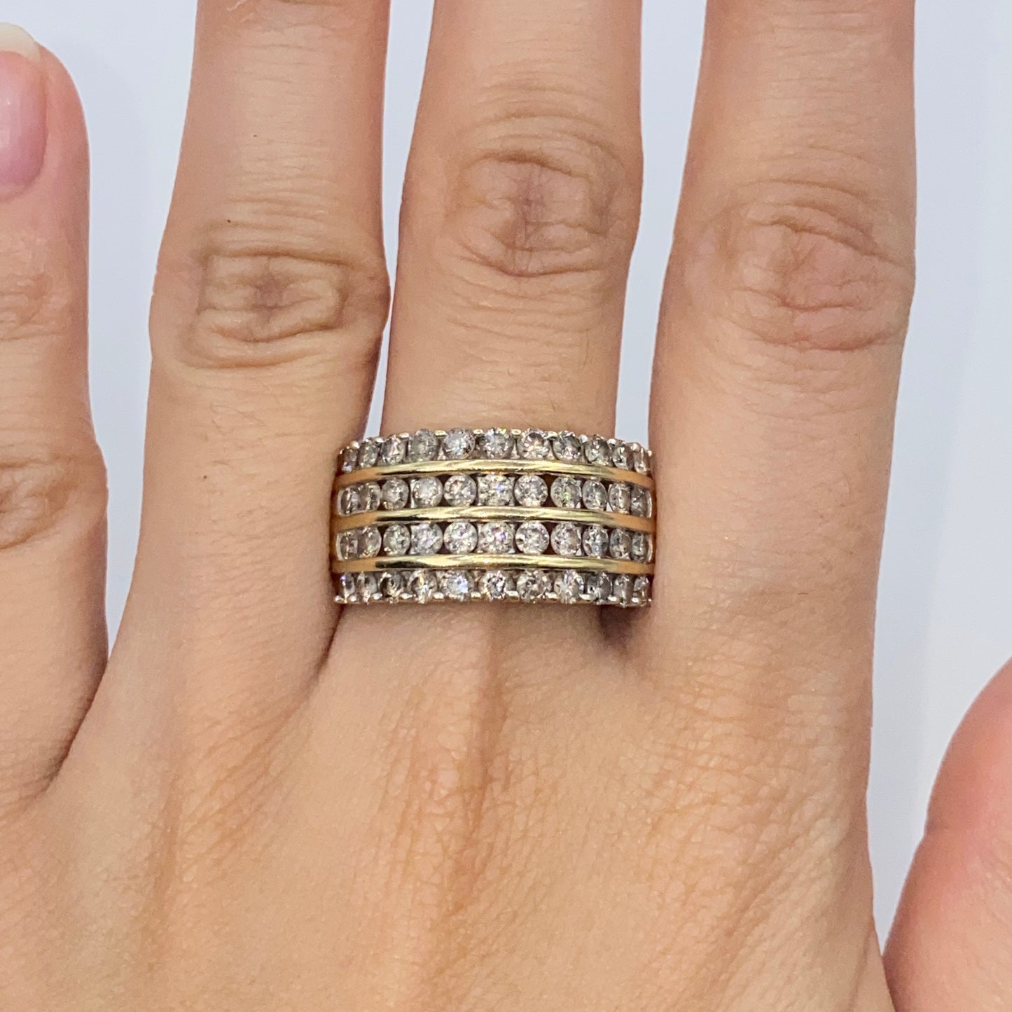 10K Row Diamond Band Ring