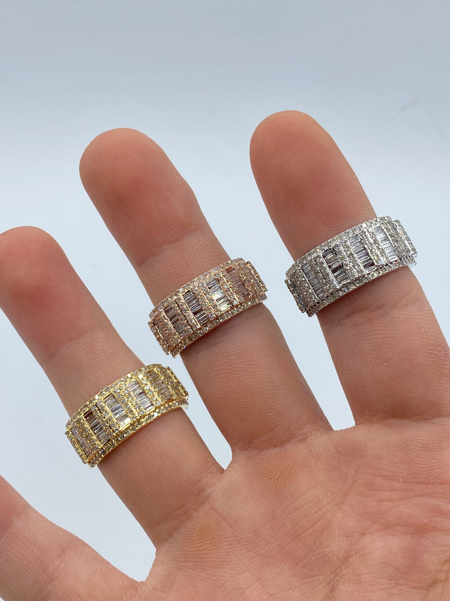 Triple Row Baguette Ring Band