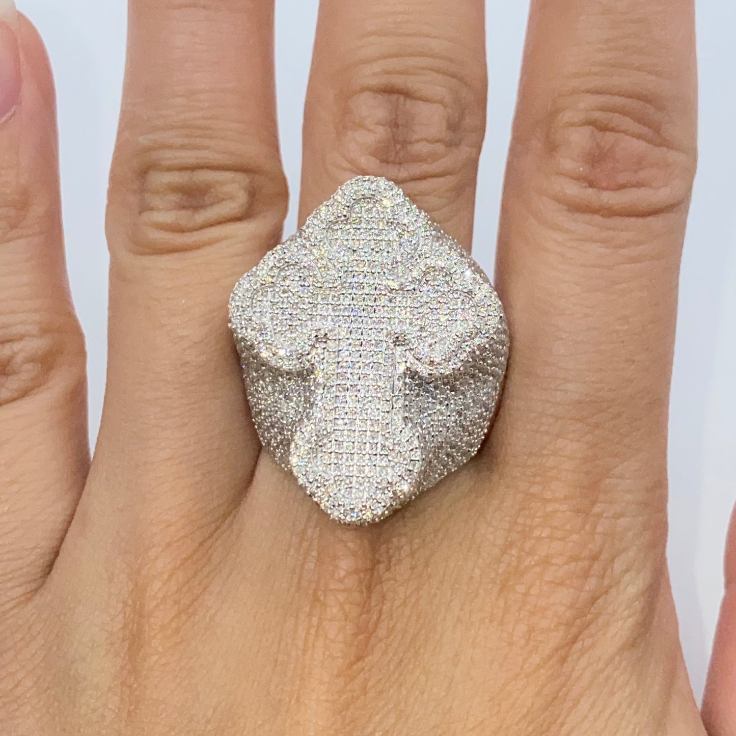 10K Bubble Cross Diamond Ring