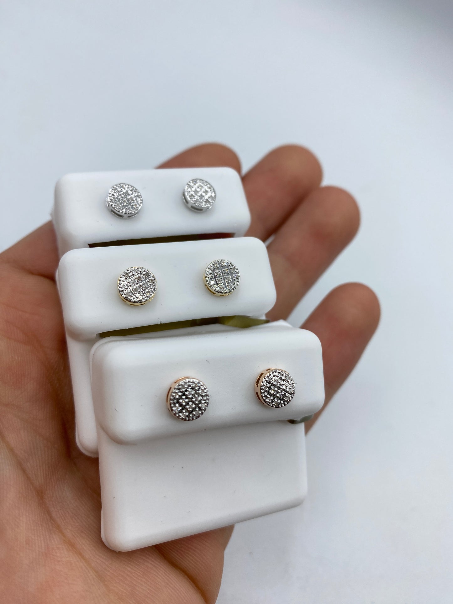 10k Pancake Diamond Studded Earring