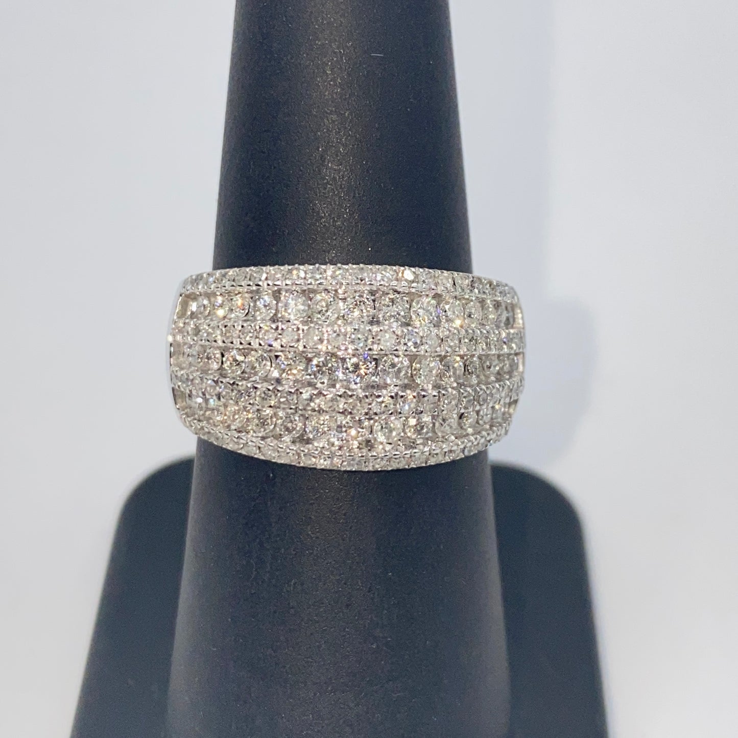10K Row Diamond Pave Ring Band
