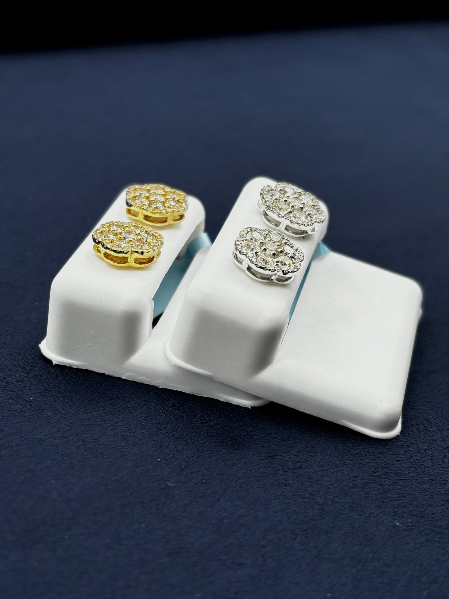 14K Diamond Flower Earrings