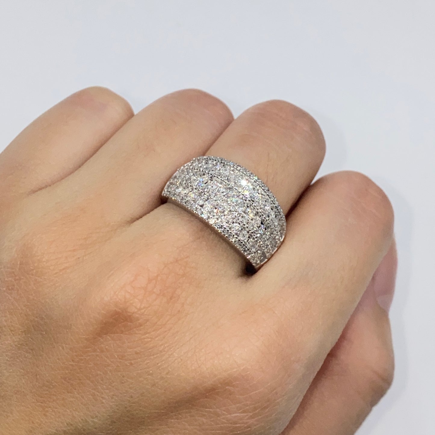 10K Row Diamond Pave Ring Band