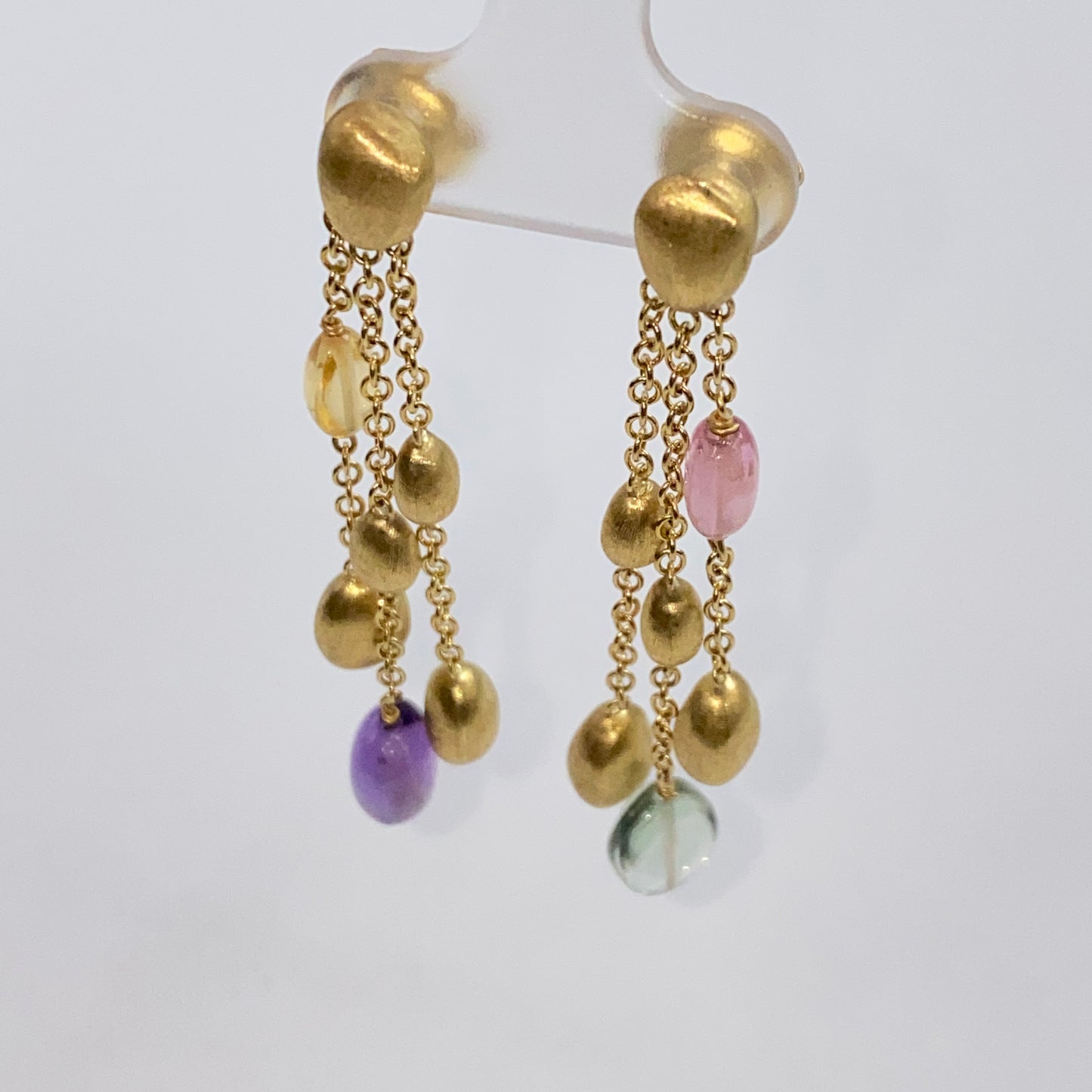 Vintage Margo Bicego Gold Confetti Tassel 18K Earrings