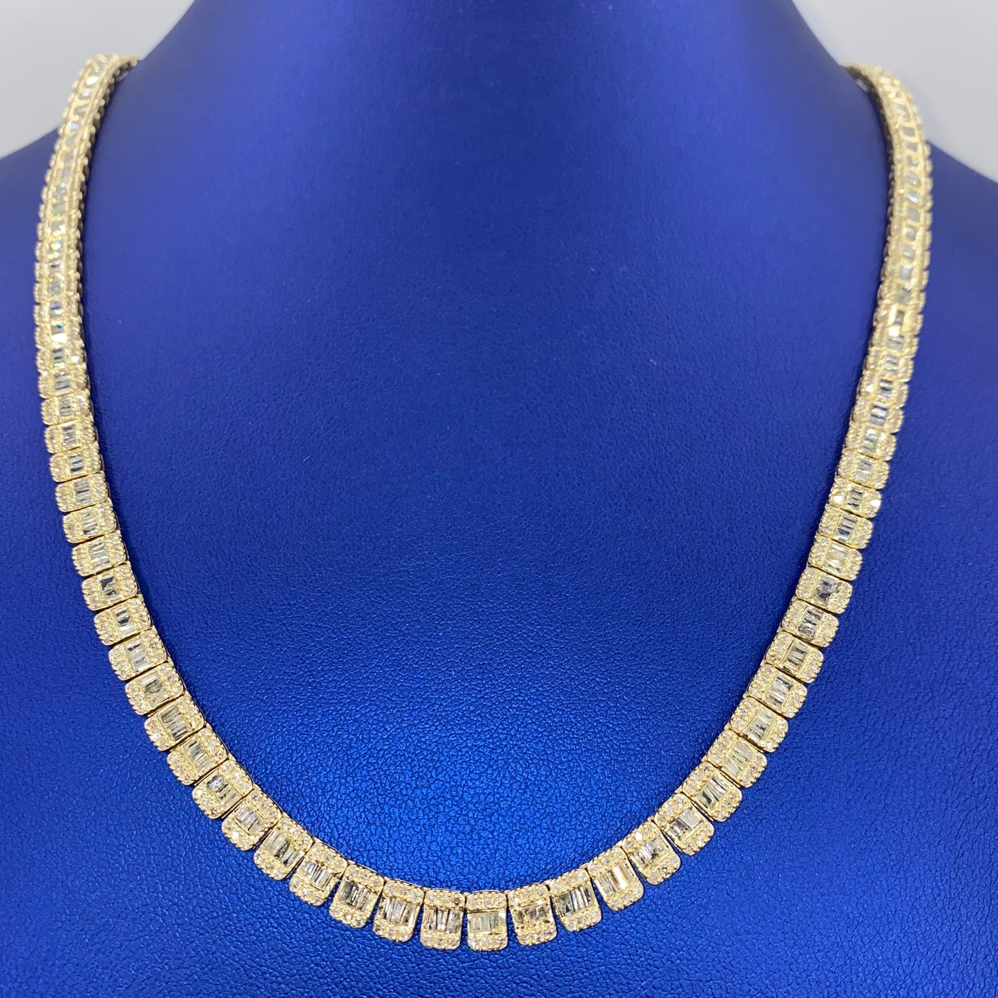 10K 6.3MM Rectangle Diamond Baguette Tennis Chain 20"