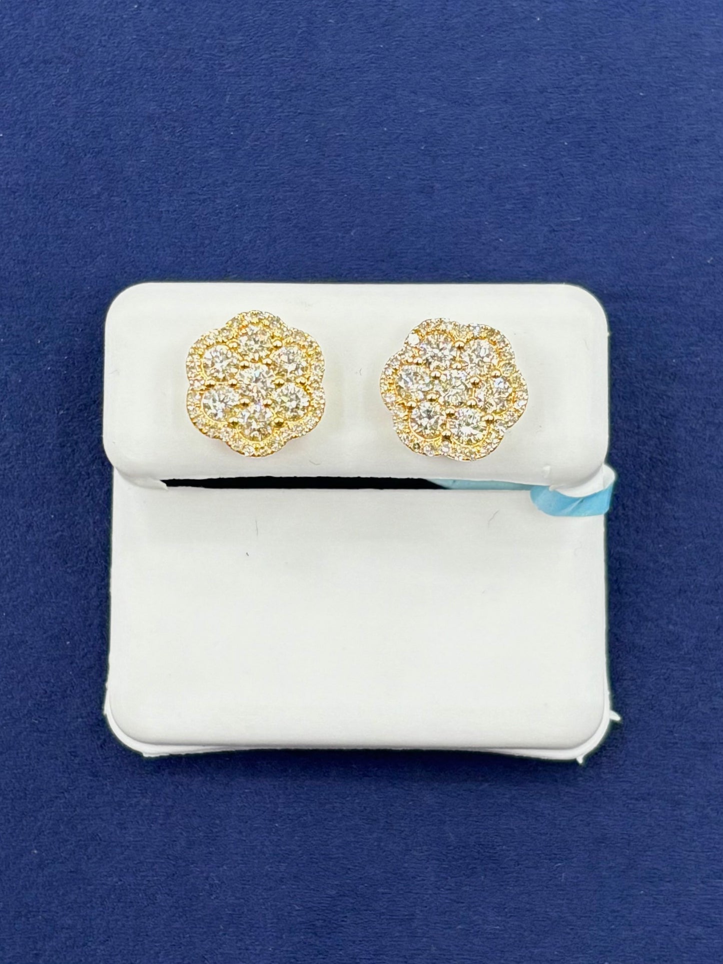 14K Diamond Flower Earrings
