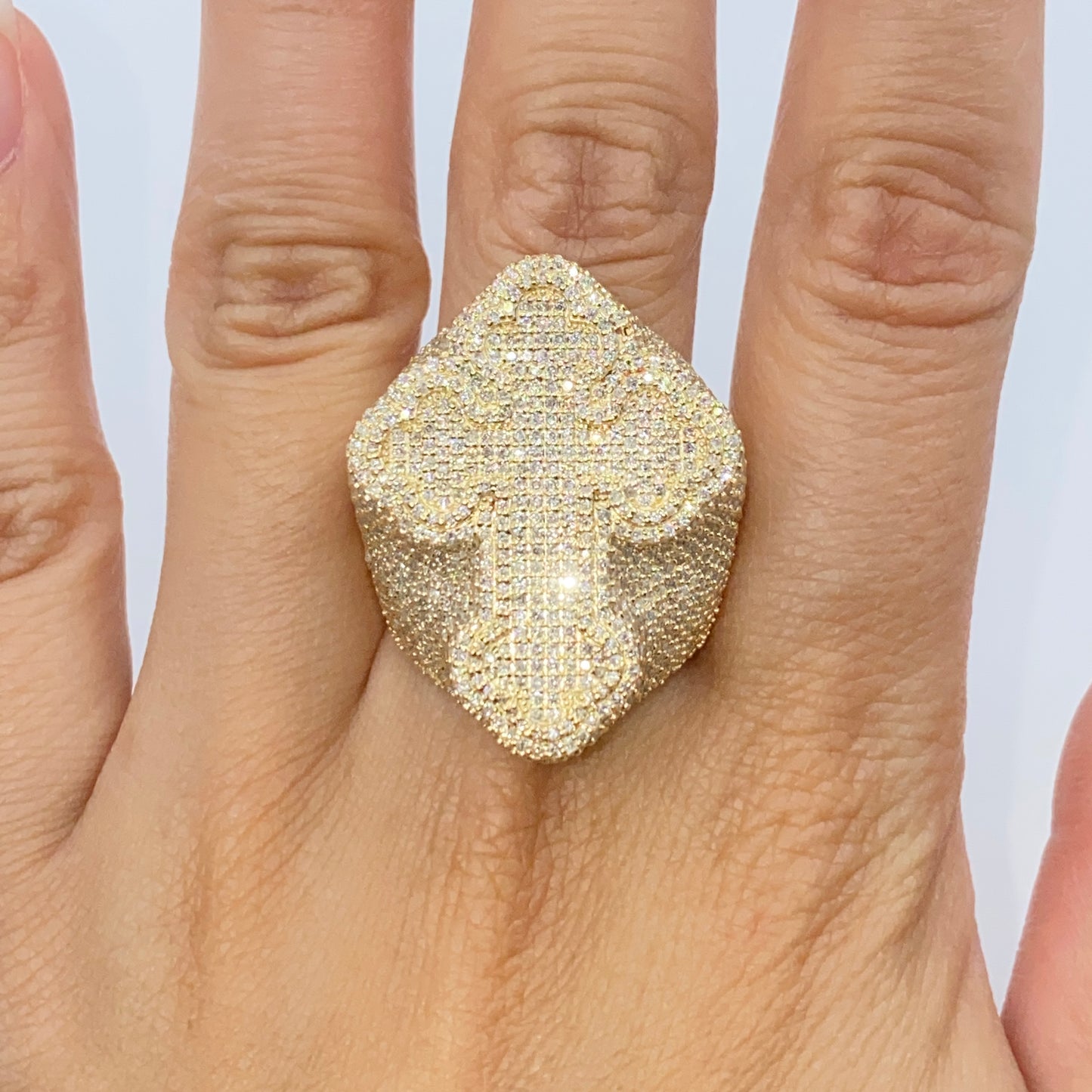 10K Bubble Cross Diamond Ring