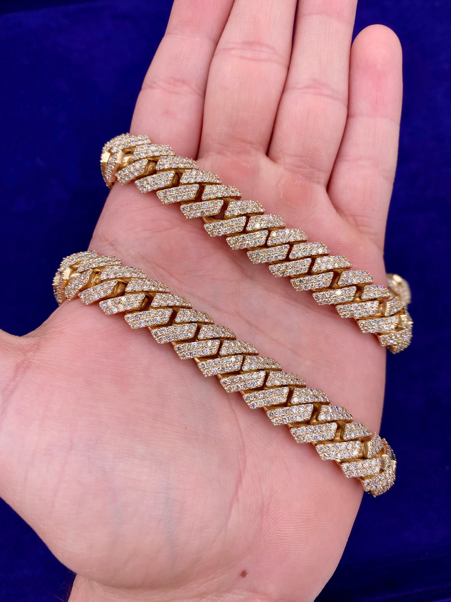 10k 13.5mm Diamond Cuban Chain 22”