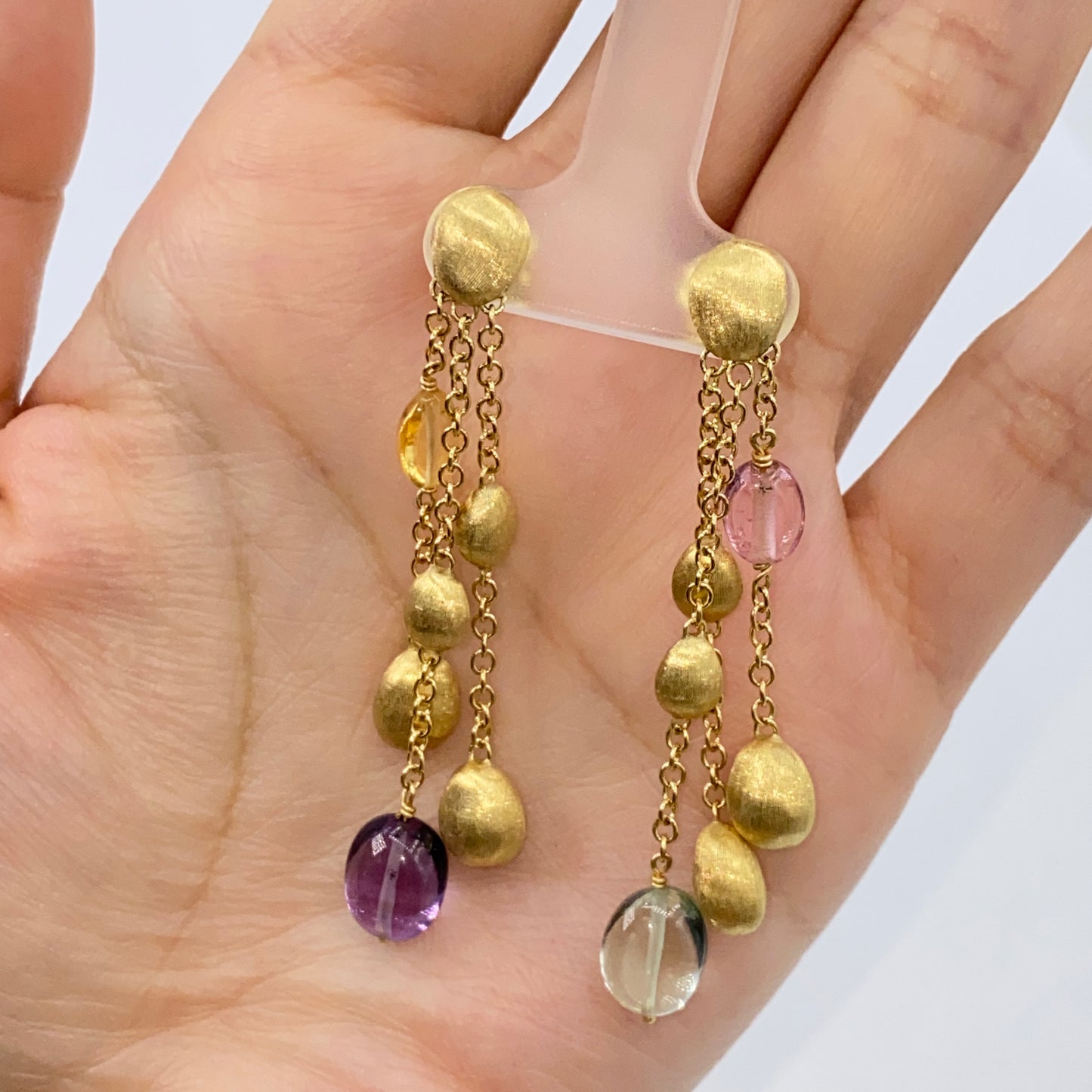 Vintage Margo Bicego Gold Confetti Tassel 18K Earrings