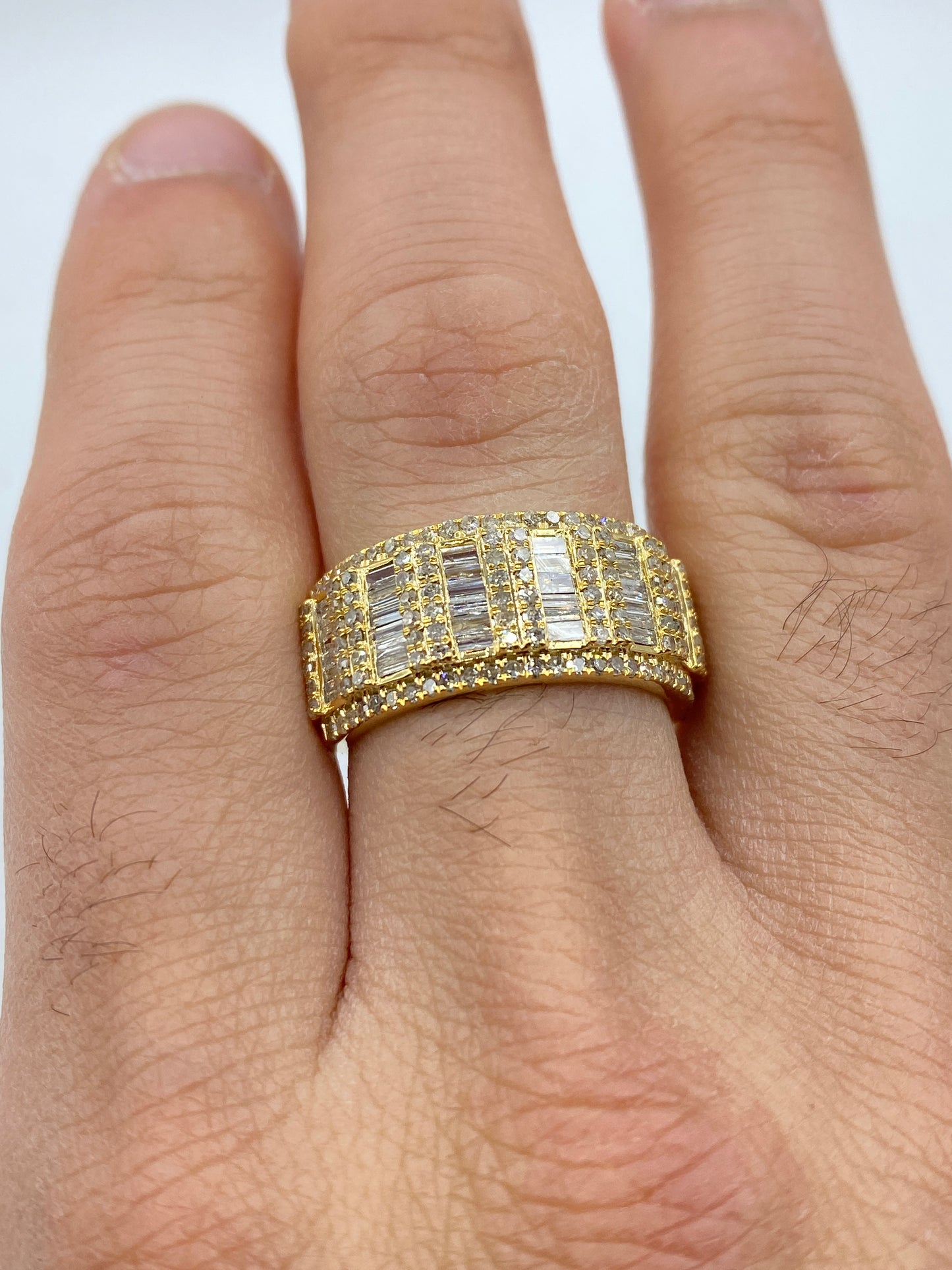 Triple Row Baguette Ring Band