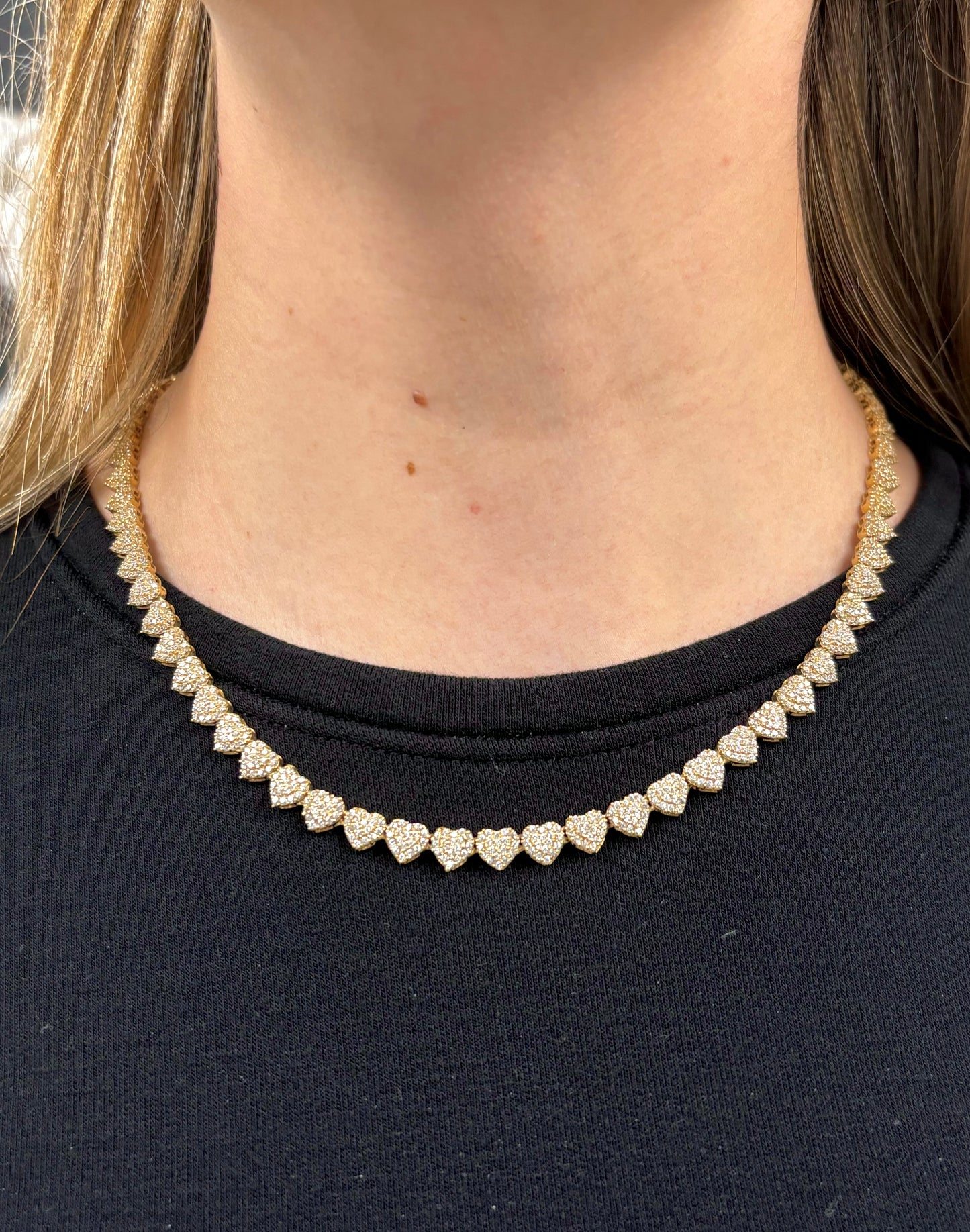14K and CZ Stones Heart Necklace