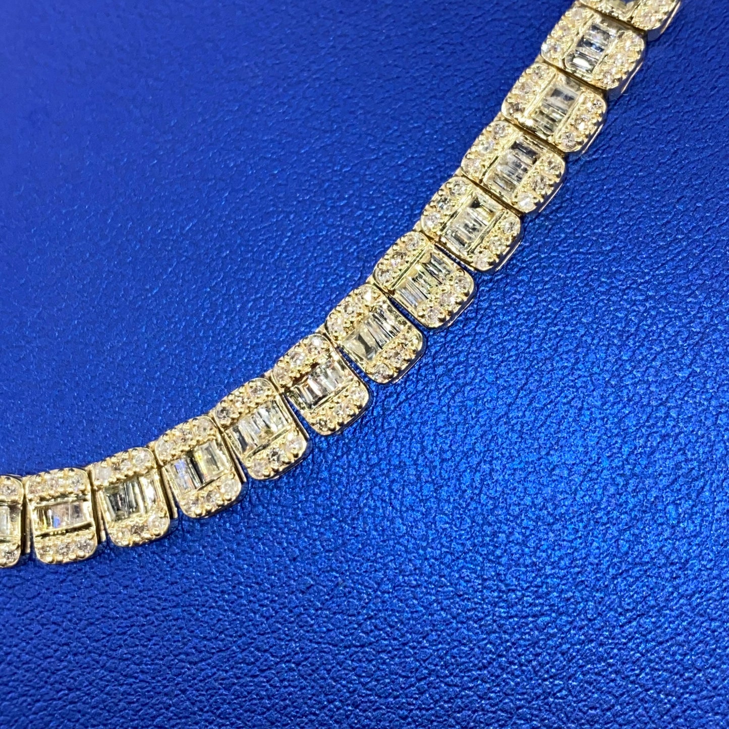 10K 6.3MM Rectangle Diamond Baguette Tennis Chain 20"