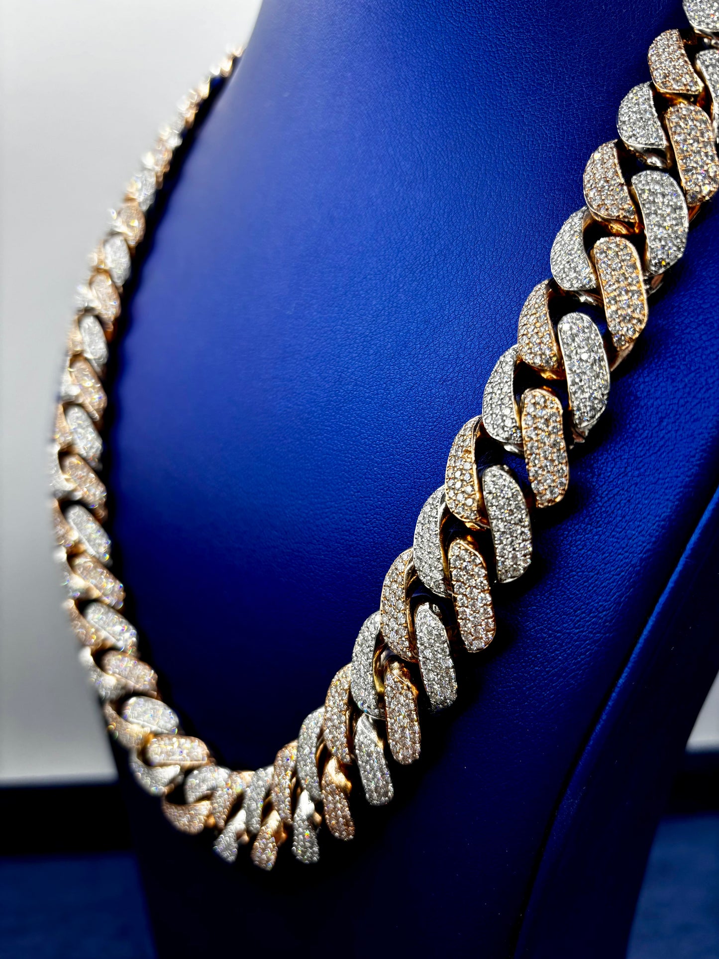 14K 18.6mm Rose Gold and White Gold Two-Tone Cuban Chain 25"