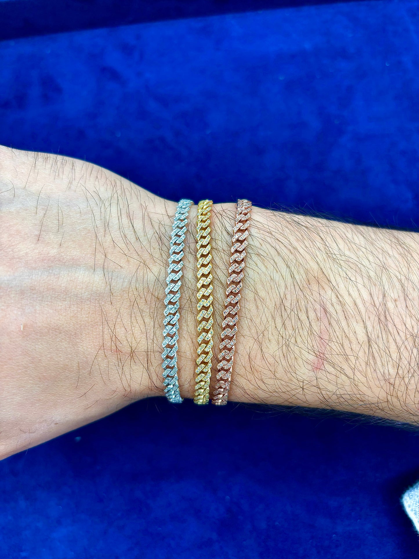 10K 4.5MM Diamond Cuban Link Bracelet 7"