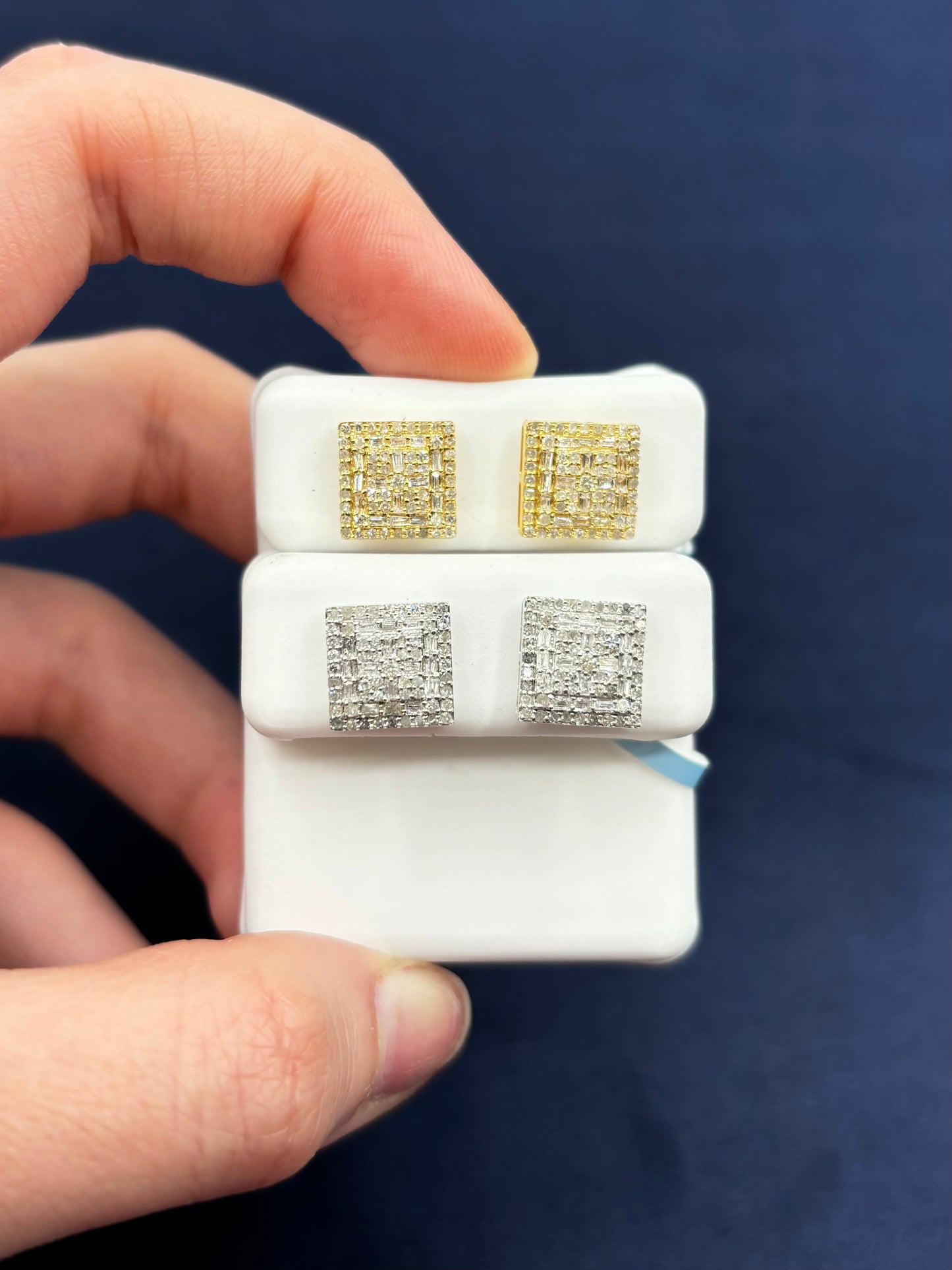 14K Square Earrings .93 CT