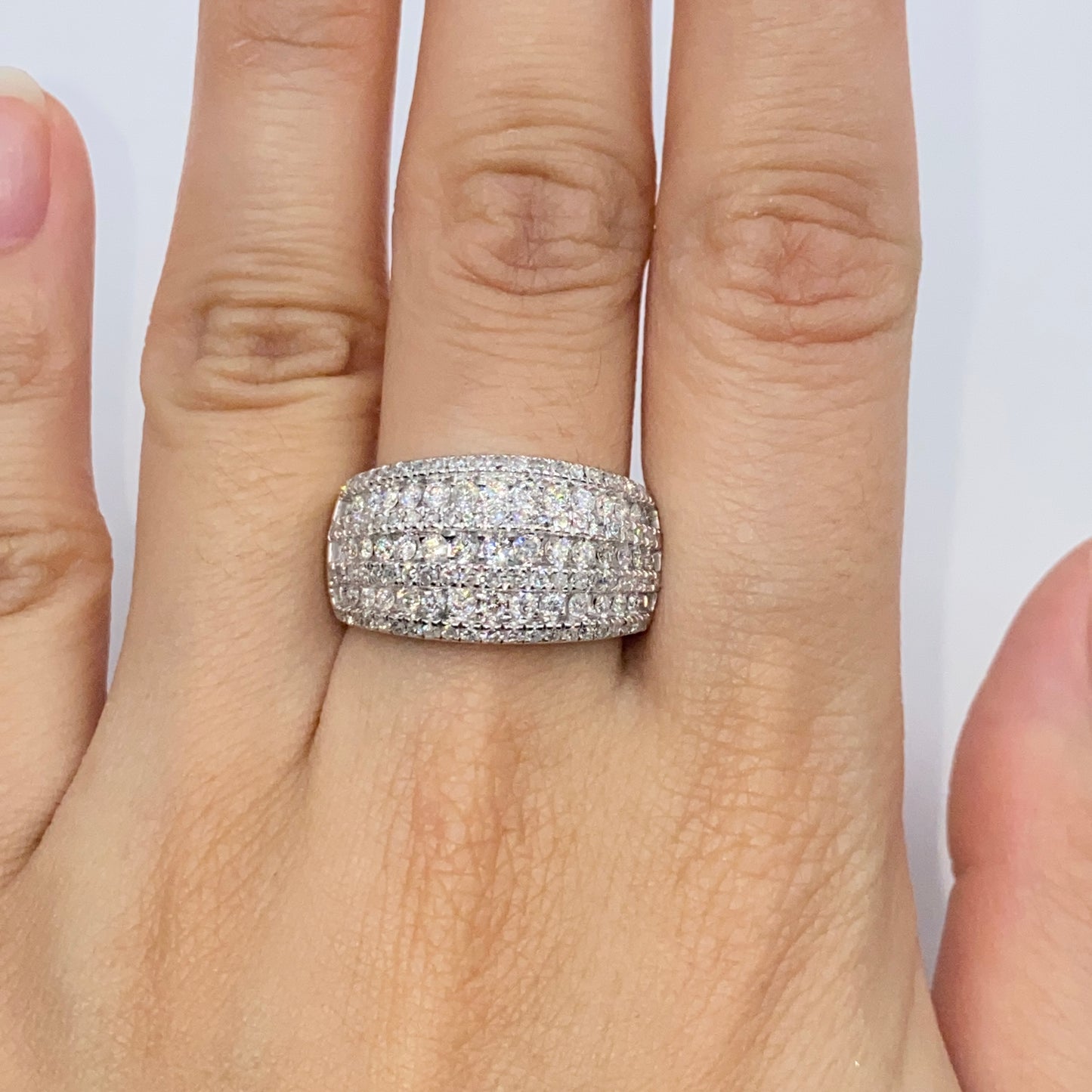 10K Row Diamond Pave Ring Band