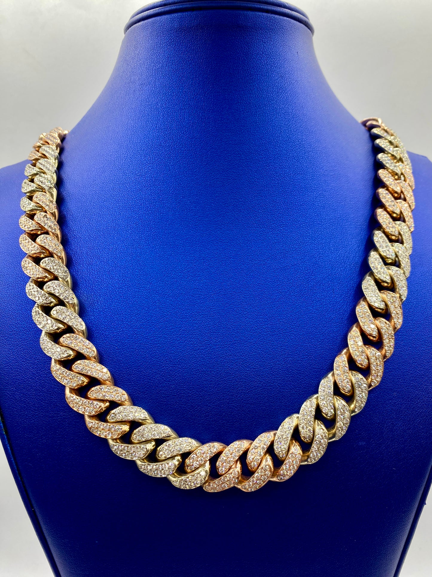14k Two-Tone Jumbo Diamond Cuban Chain 16.5mm