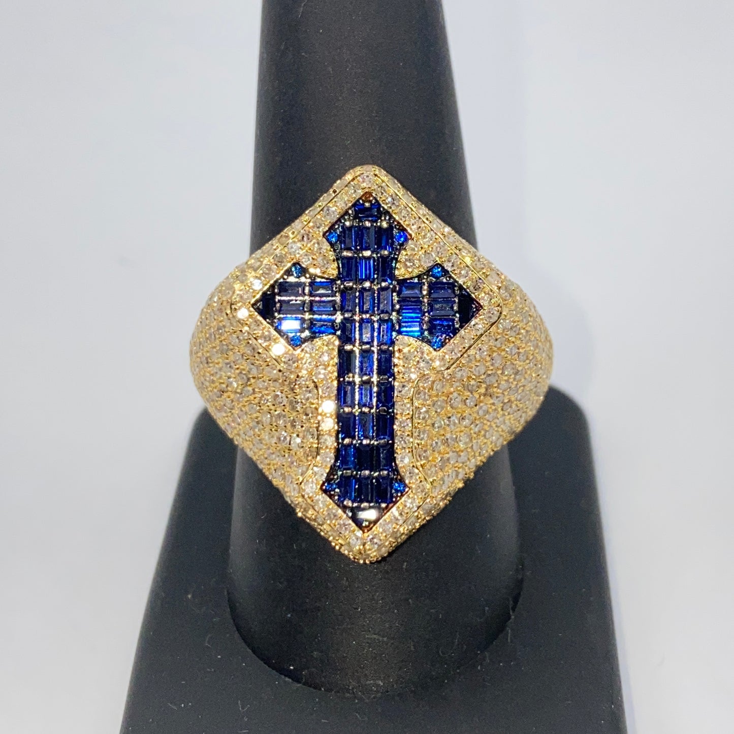 14K Royal Cross Chrome Diamond Baguette Ring