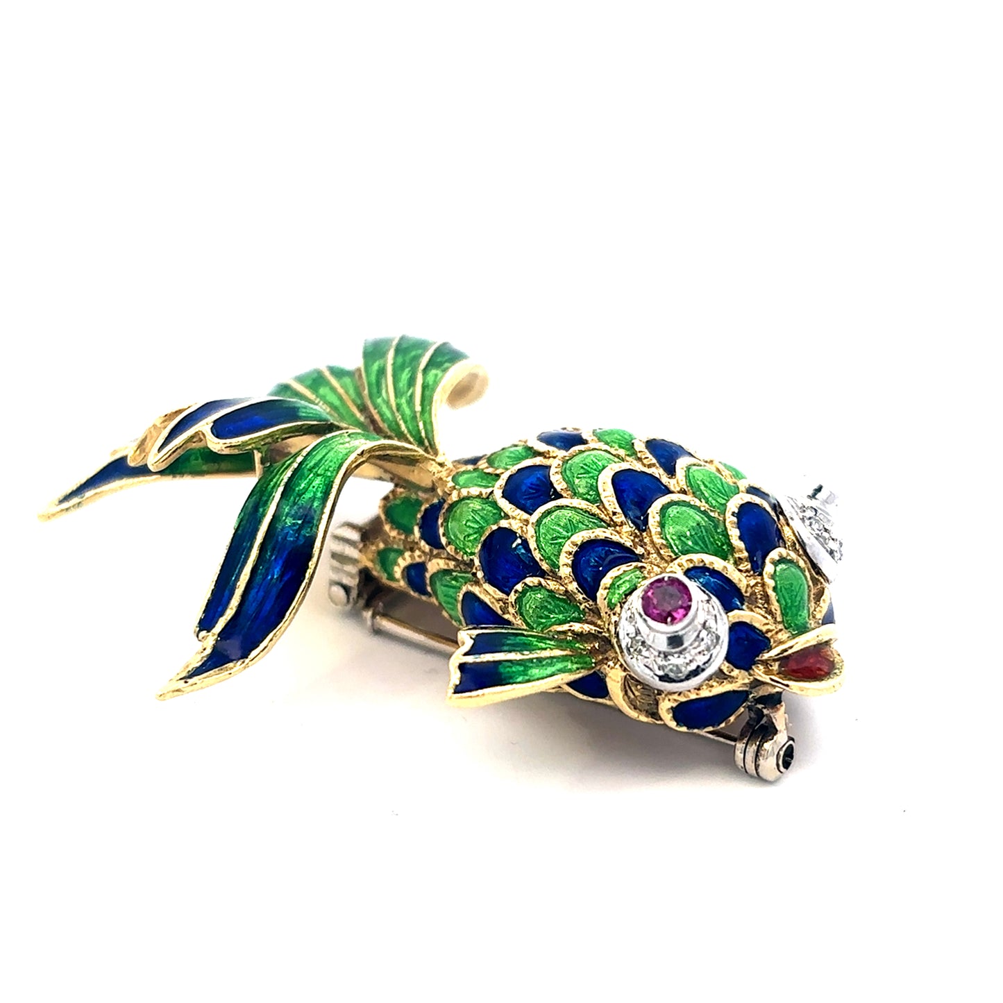 18k Elegant Koi Fish Enamel Pin Brooch