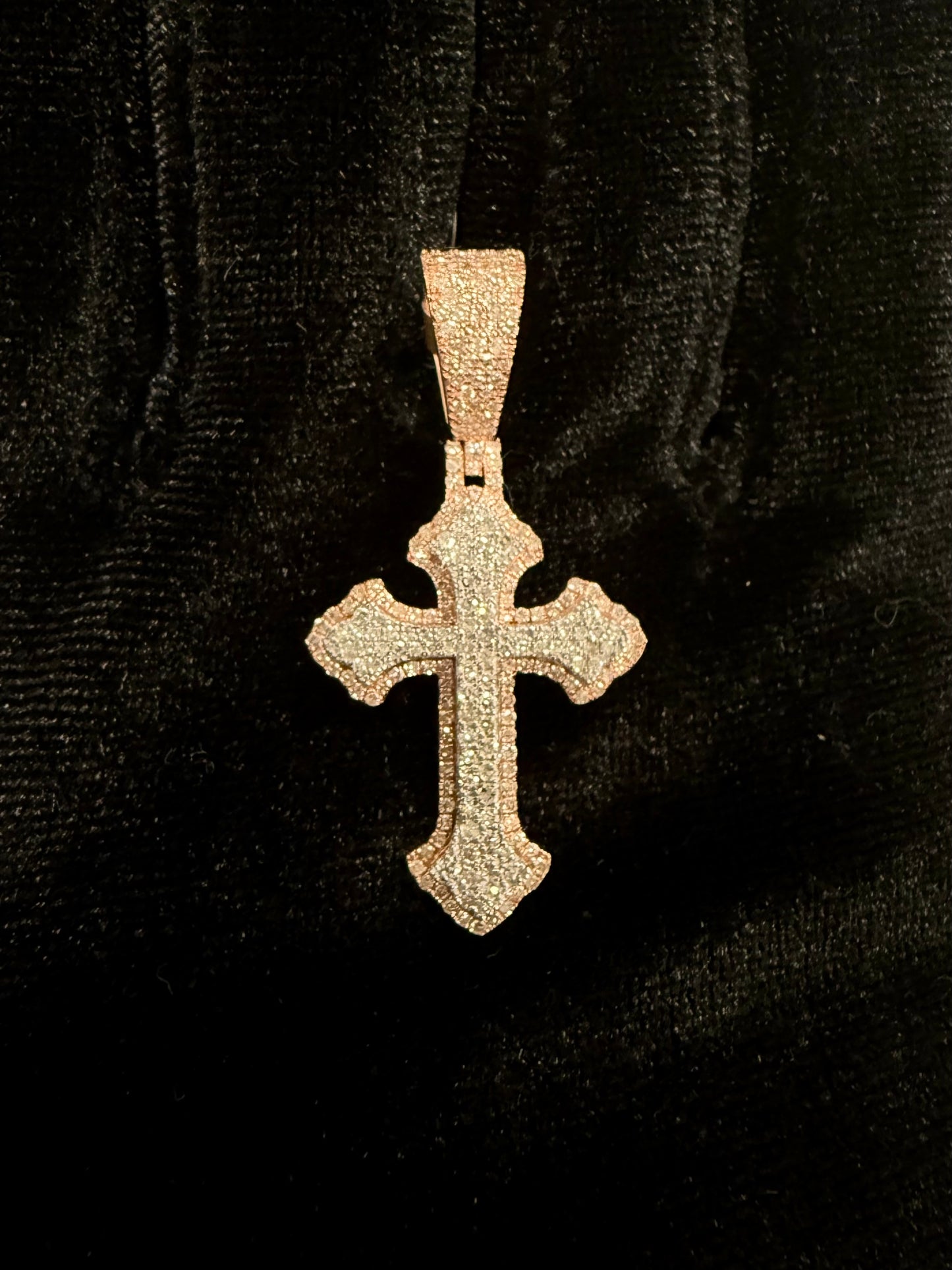 10K Trefoil Cross Diamond Pendant