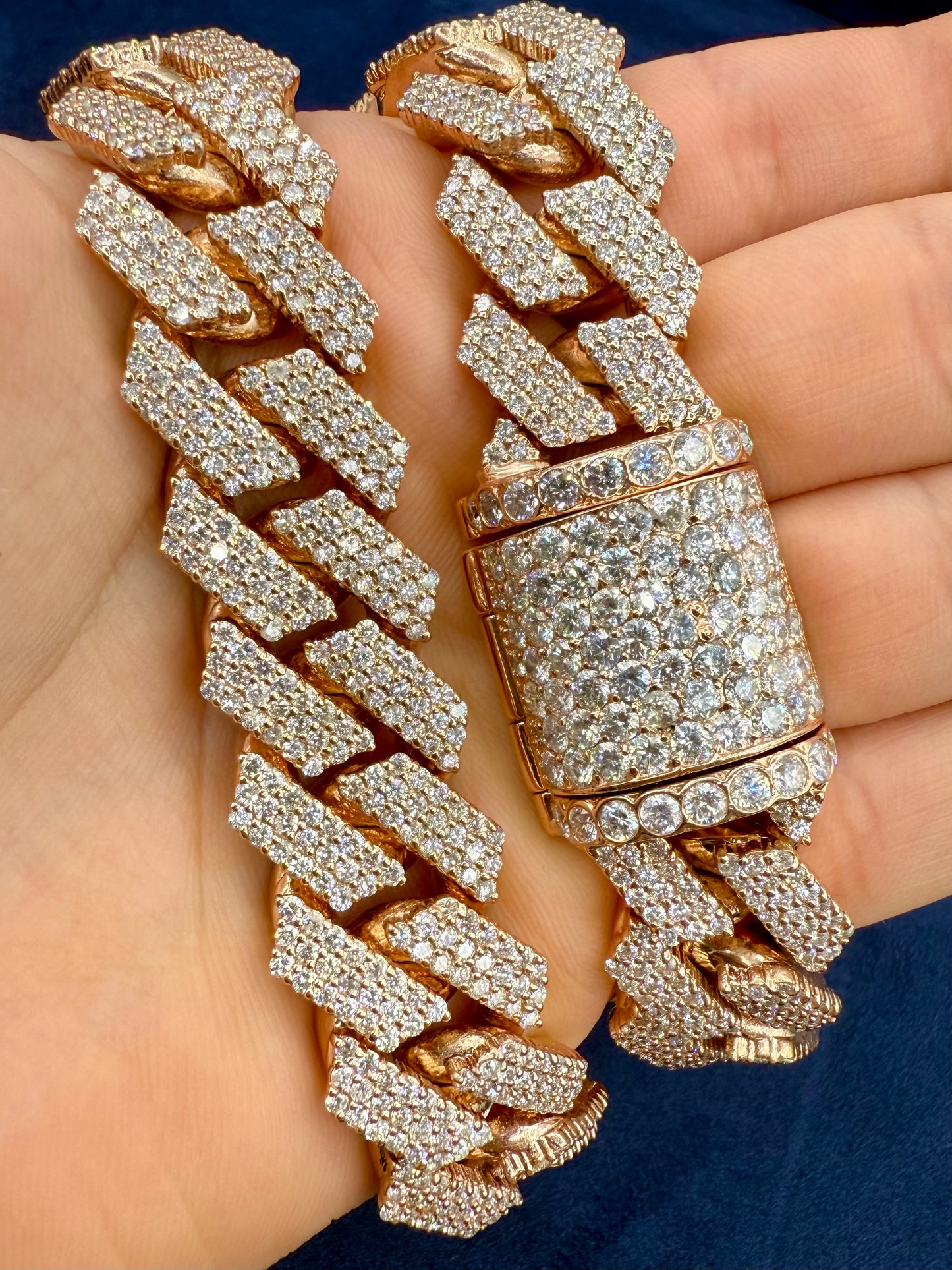14k Jumbo Rose Gold Bust-Down Diamond Cuban Chain