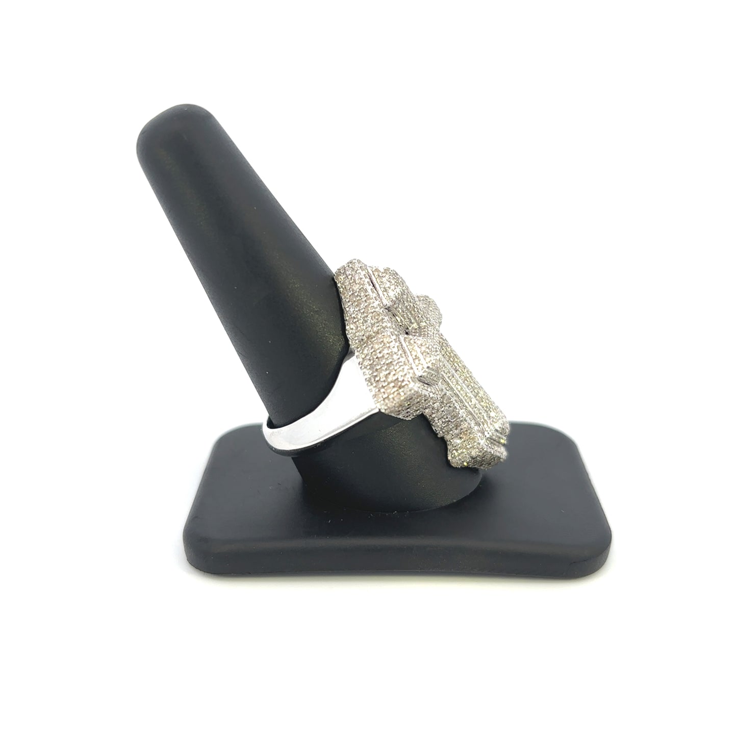 10K Diamond Layered Cross Ring
