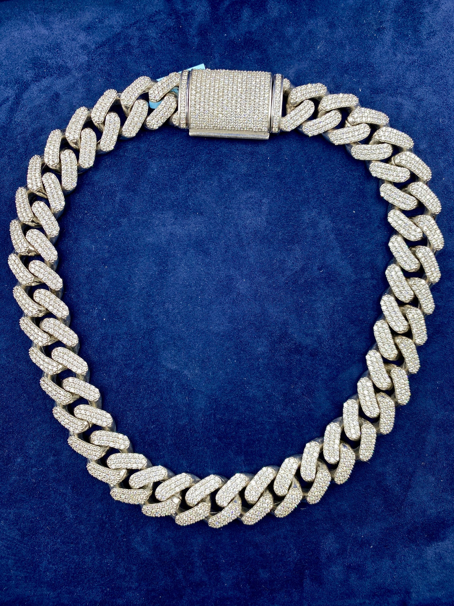 14k White Gold Jumbo Diamond Cuban Chain 20mm