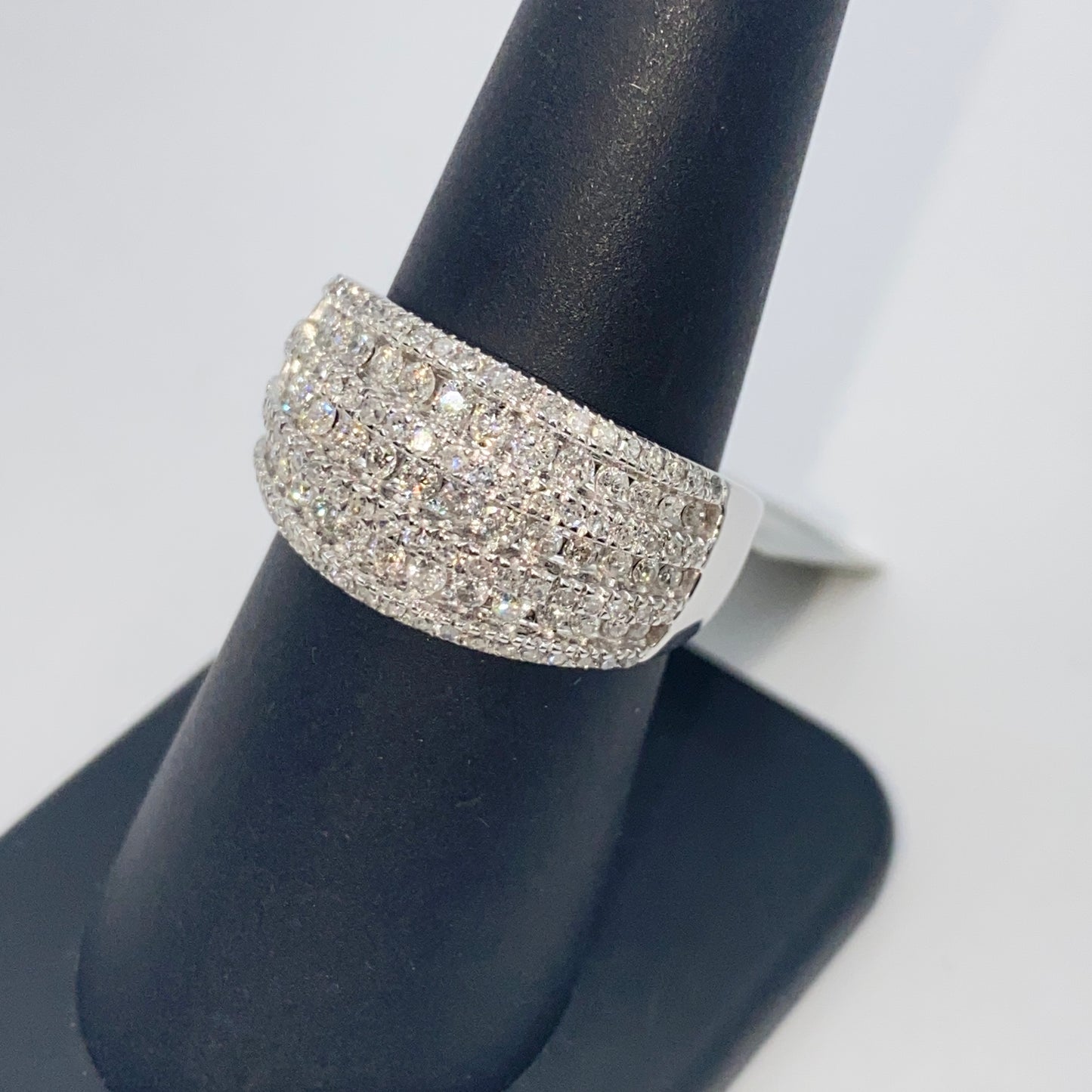 10K Row Diamond Pave Ring Band