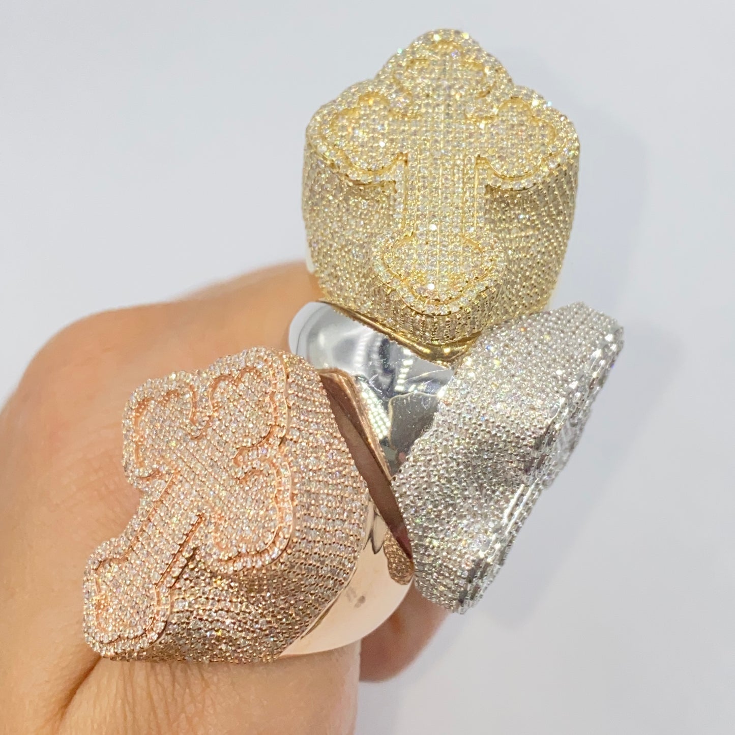 10K Bubble Cross Diamond Ring