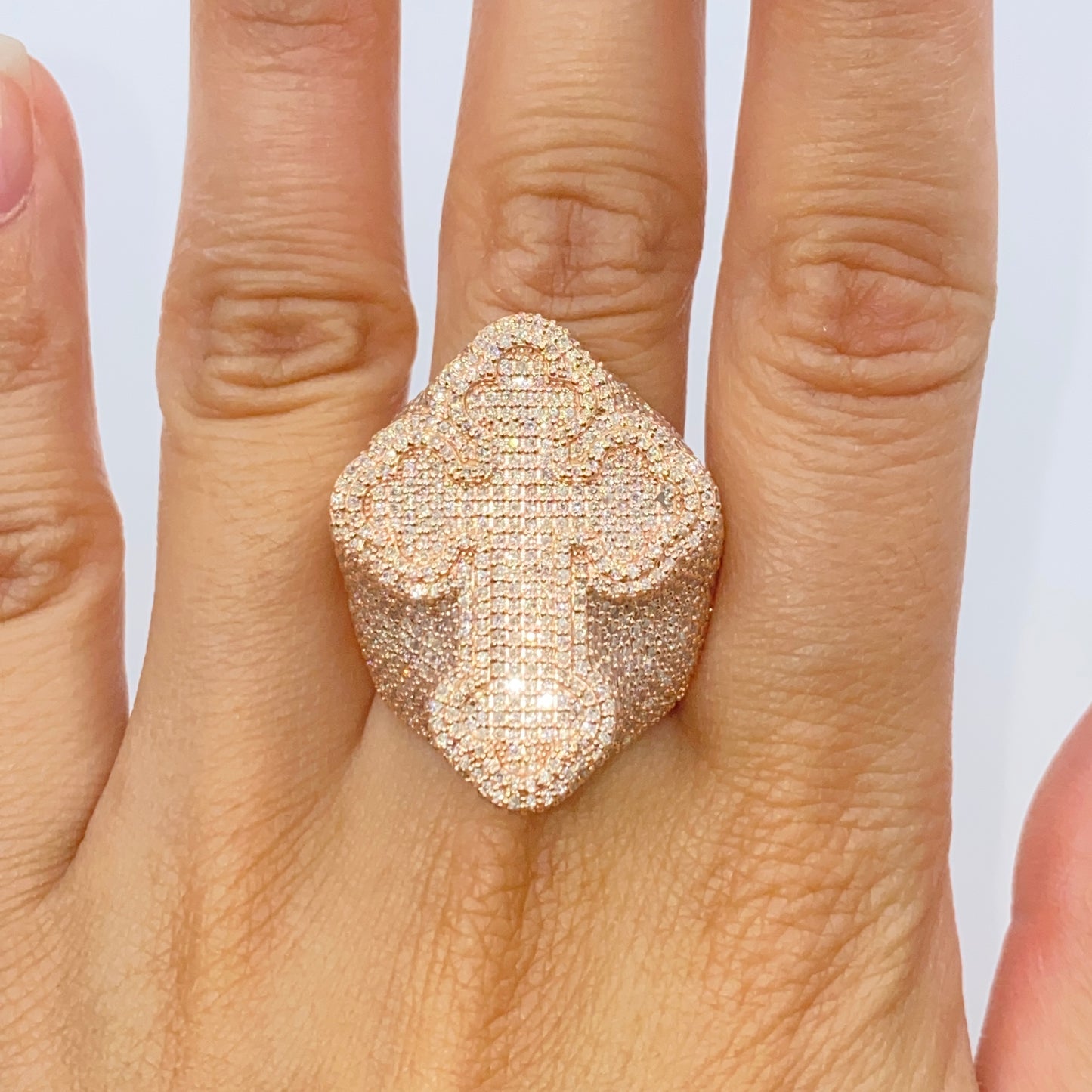 10K Bubble Cross Diamond Ring