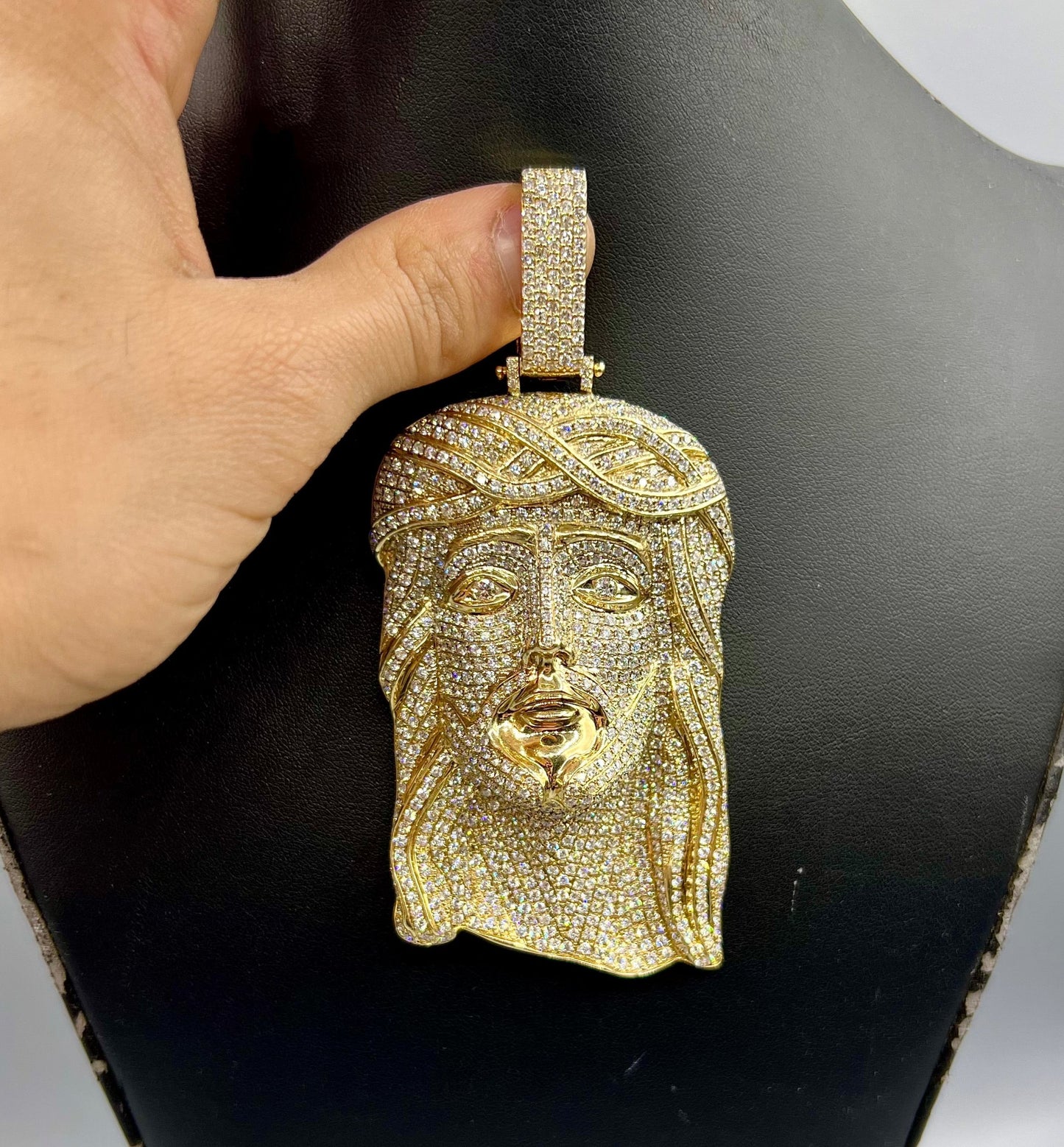 10k Jumbo Iced Out Jesus Head Pendant