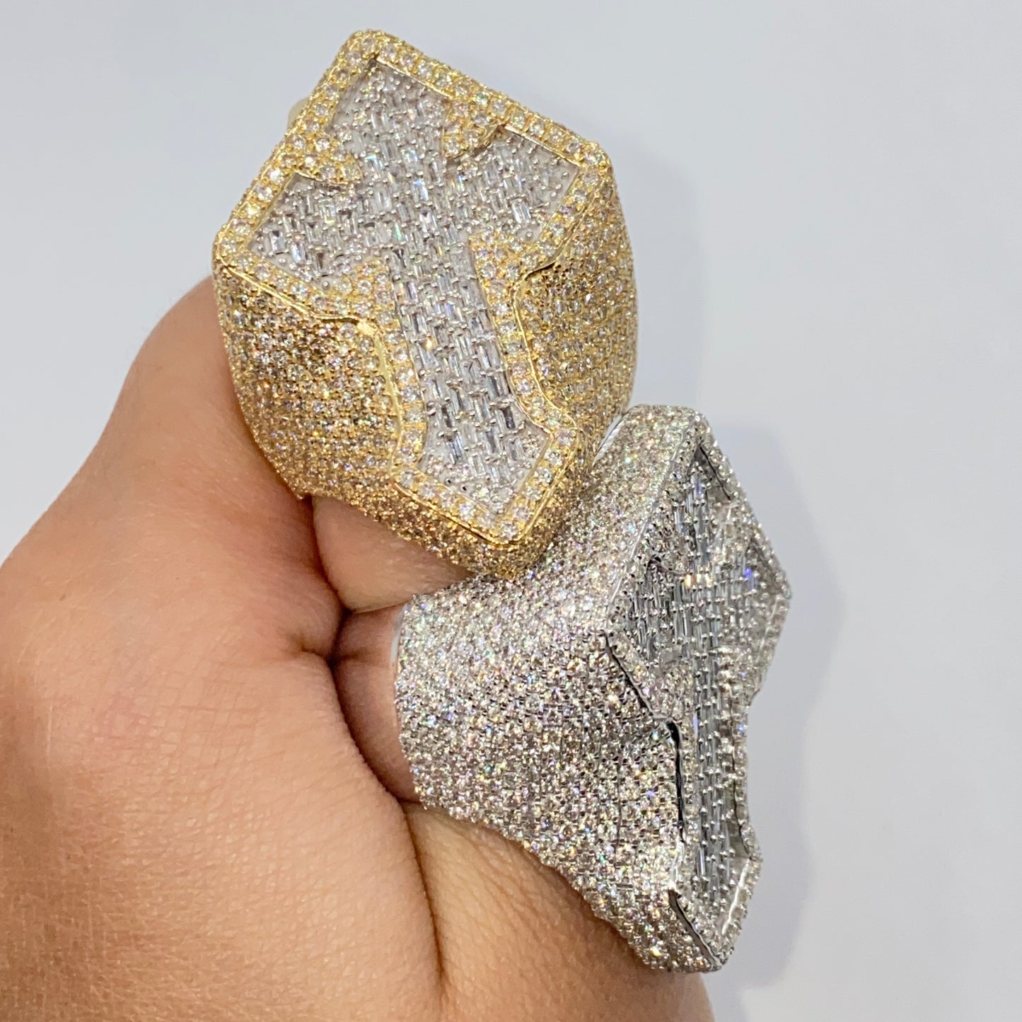 14K Royal Cross Chrome Diamond Baguette Ring