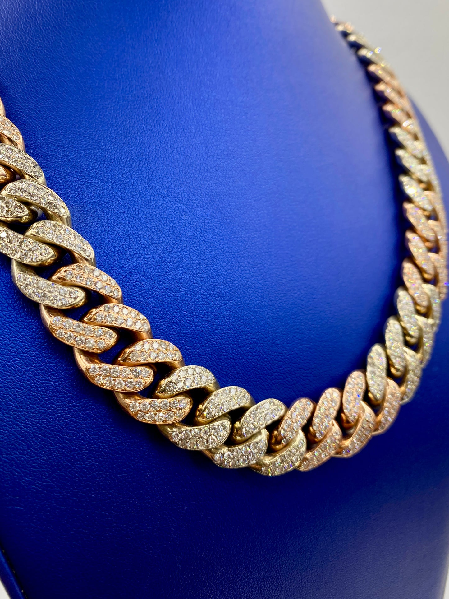 14k Two-Tone Jumbo Diamond Cuban Chain 16.5mm
