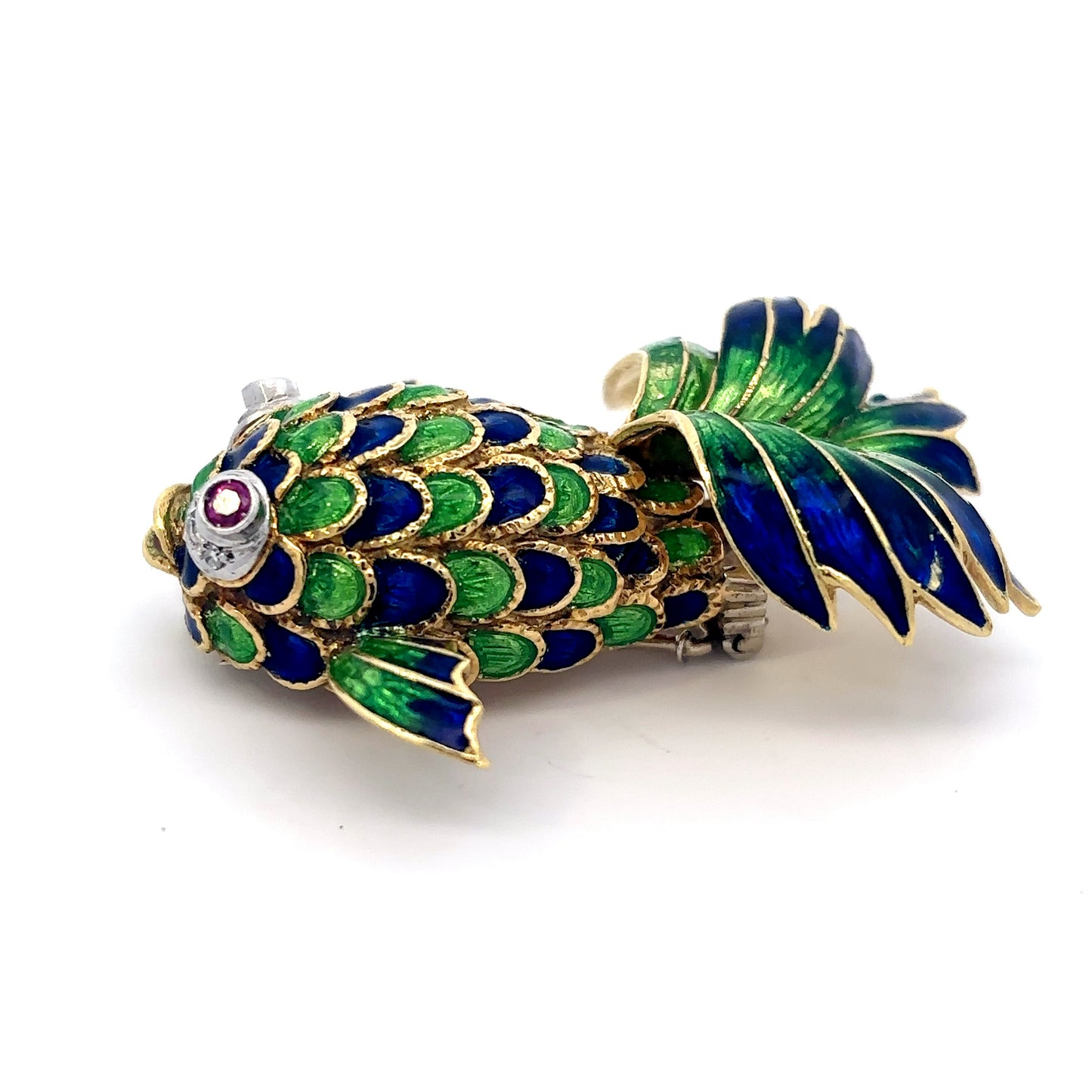 18k Elegant Koi Fish Enamel Pin Brooch