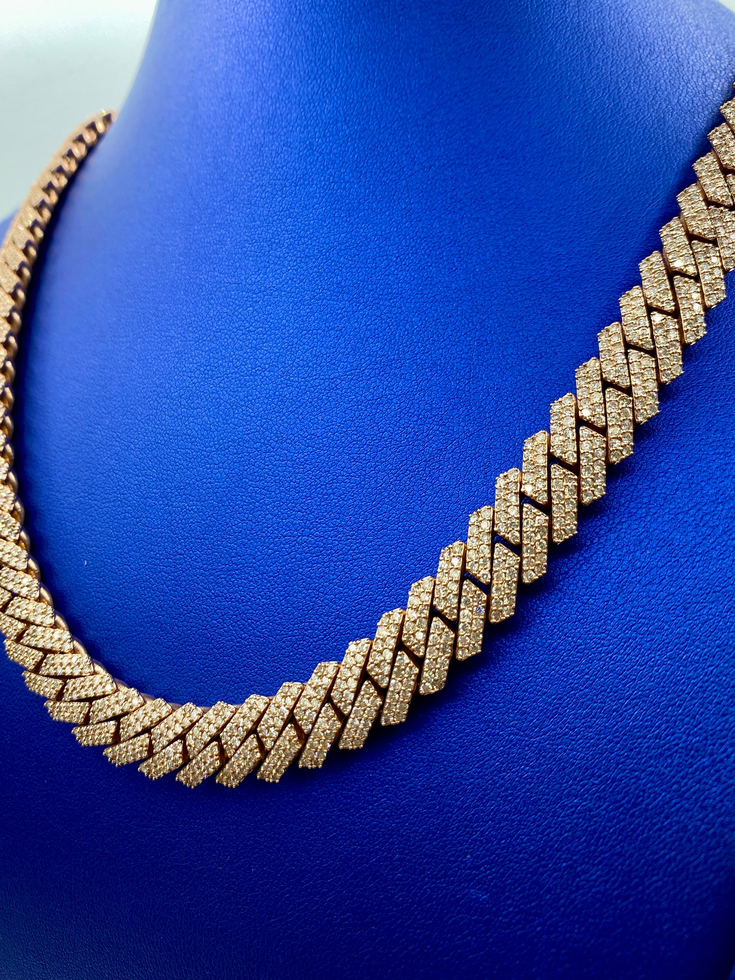 14k Rose Gold Jumbo Diamond Cuban Chain 12mm
