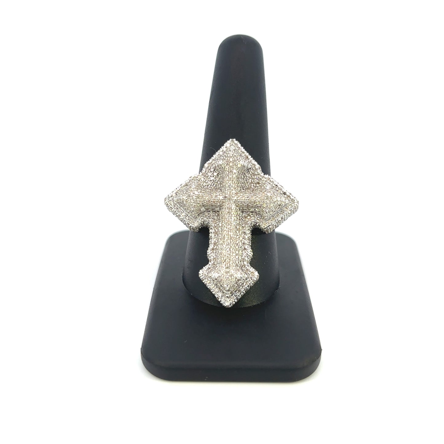 10K Diamond Layered Cross Ring