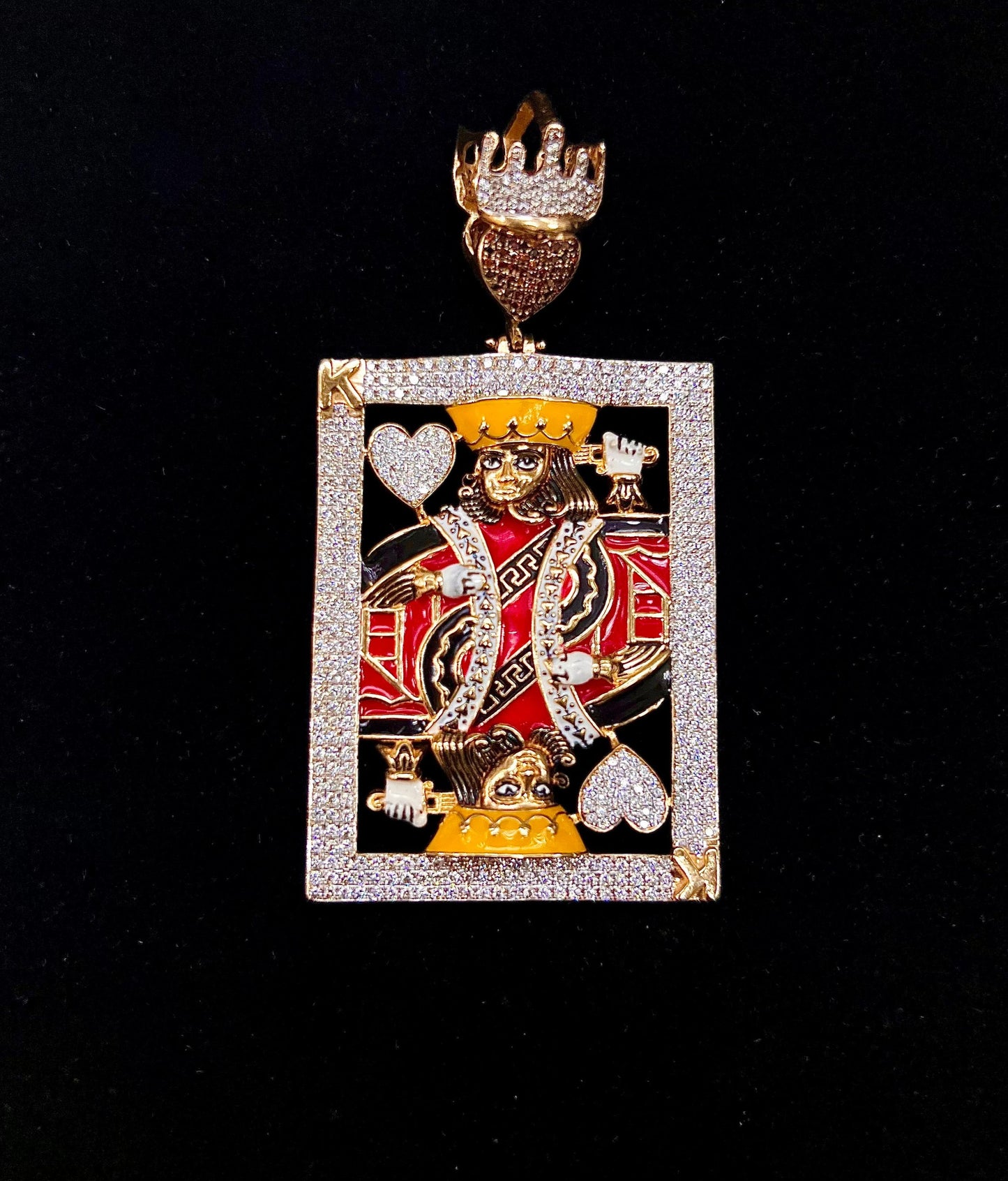 10k Custom Jumbo King of Hearts Pendant