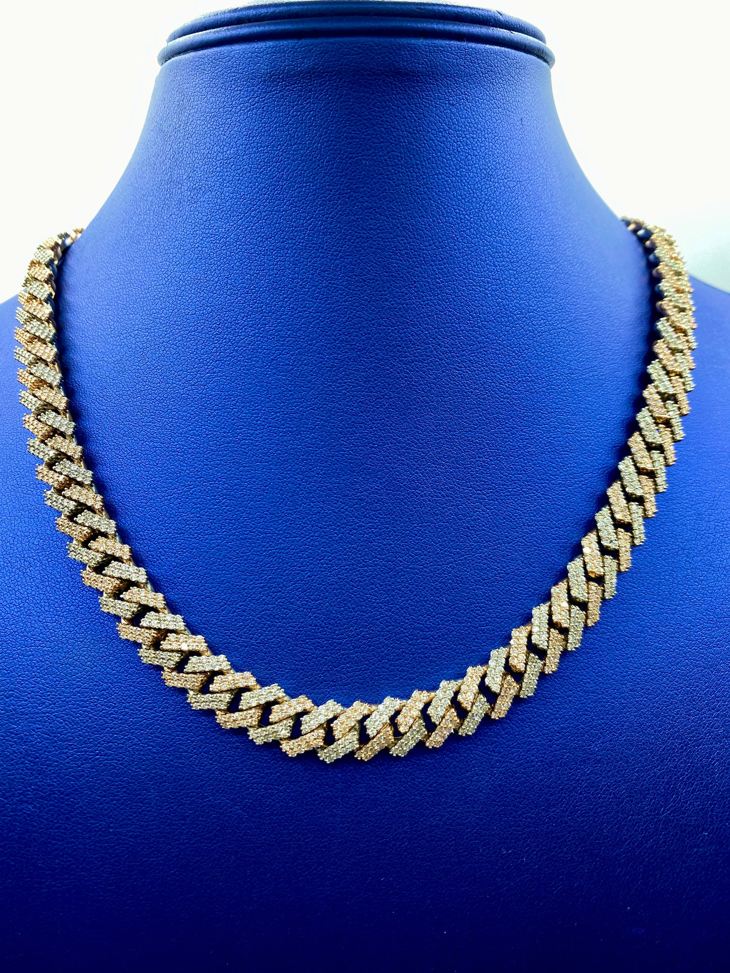 14k Two-Tone Jumbo Diamond Cuban Chain 10.5mm