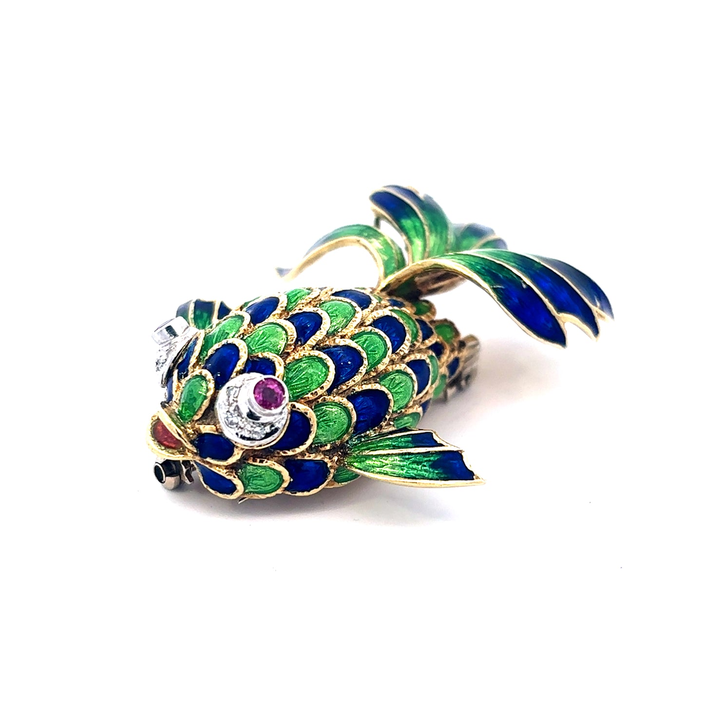 18k Elegant Koi Fish Enamel Pin Brooch