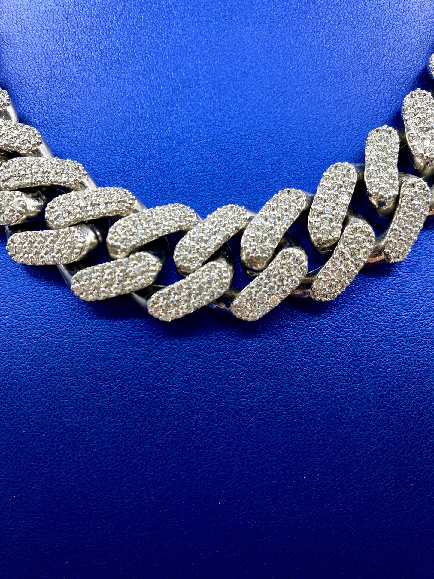 14k White Gold Jumbo Diamond Cuban Chain 20mm