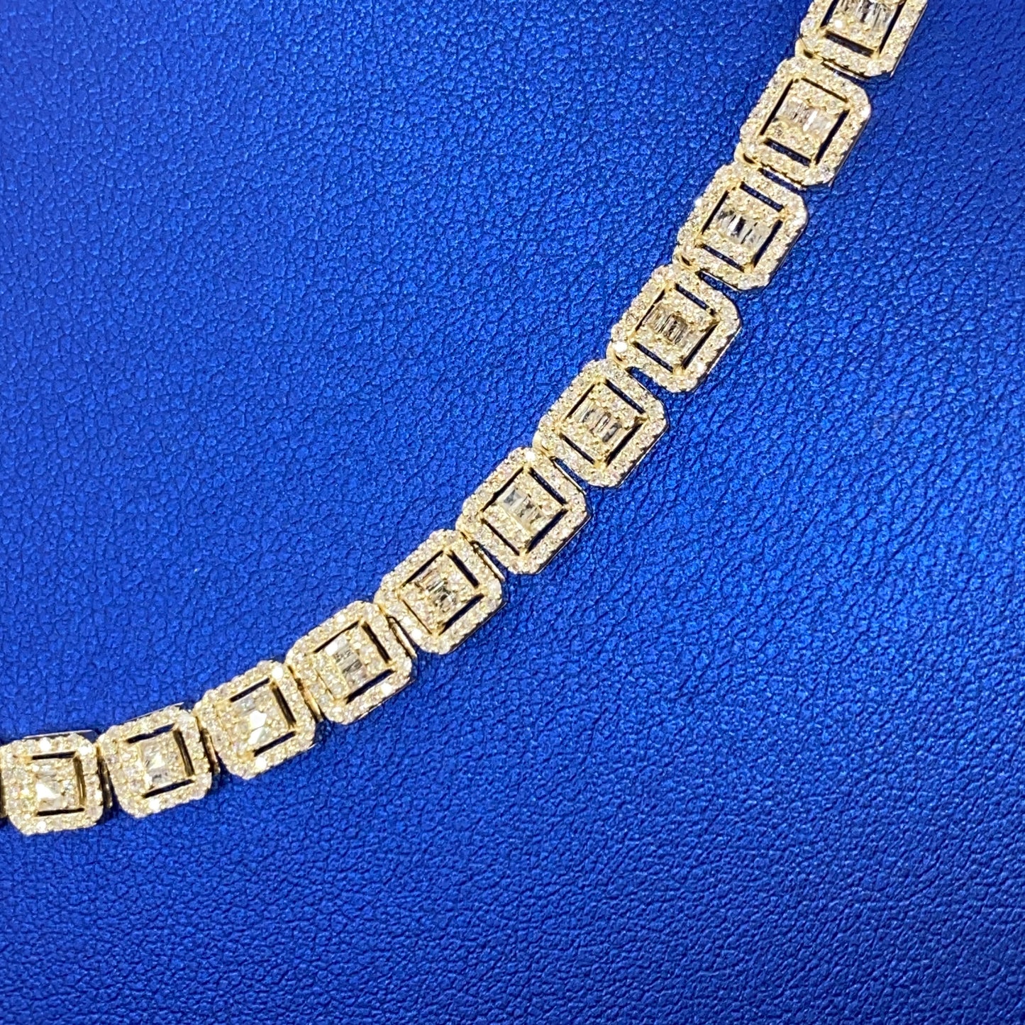 10K 6MM Square Diamond Baguette Tennis Chain 18"